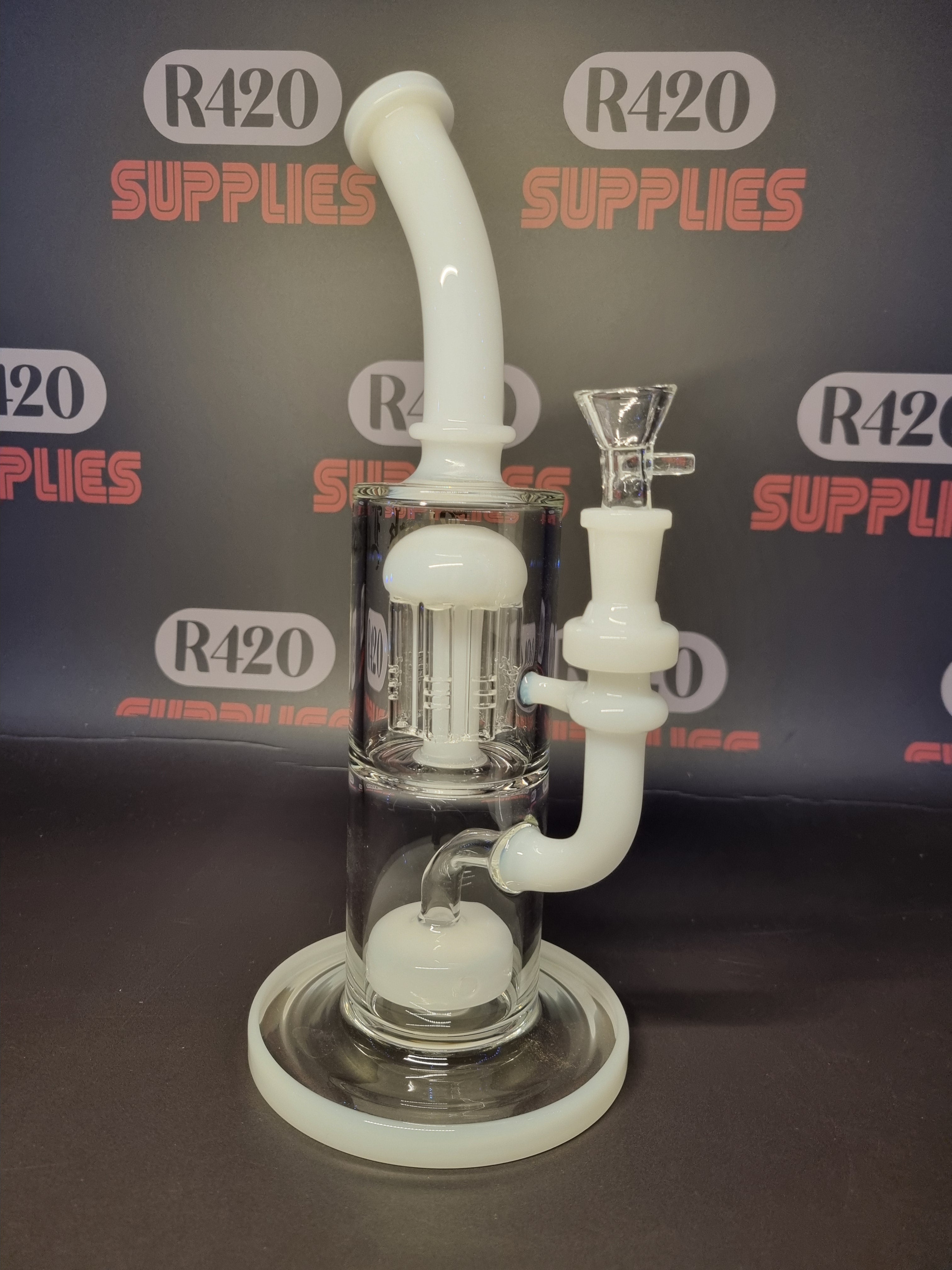 Black Leaf - Percolator Bong + Diffuser  - H285mm - White