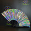 Holographic Reflective Clack Fan – 33cm | Premium Bamboo Rave Fan for Festivals & Parties