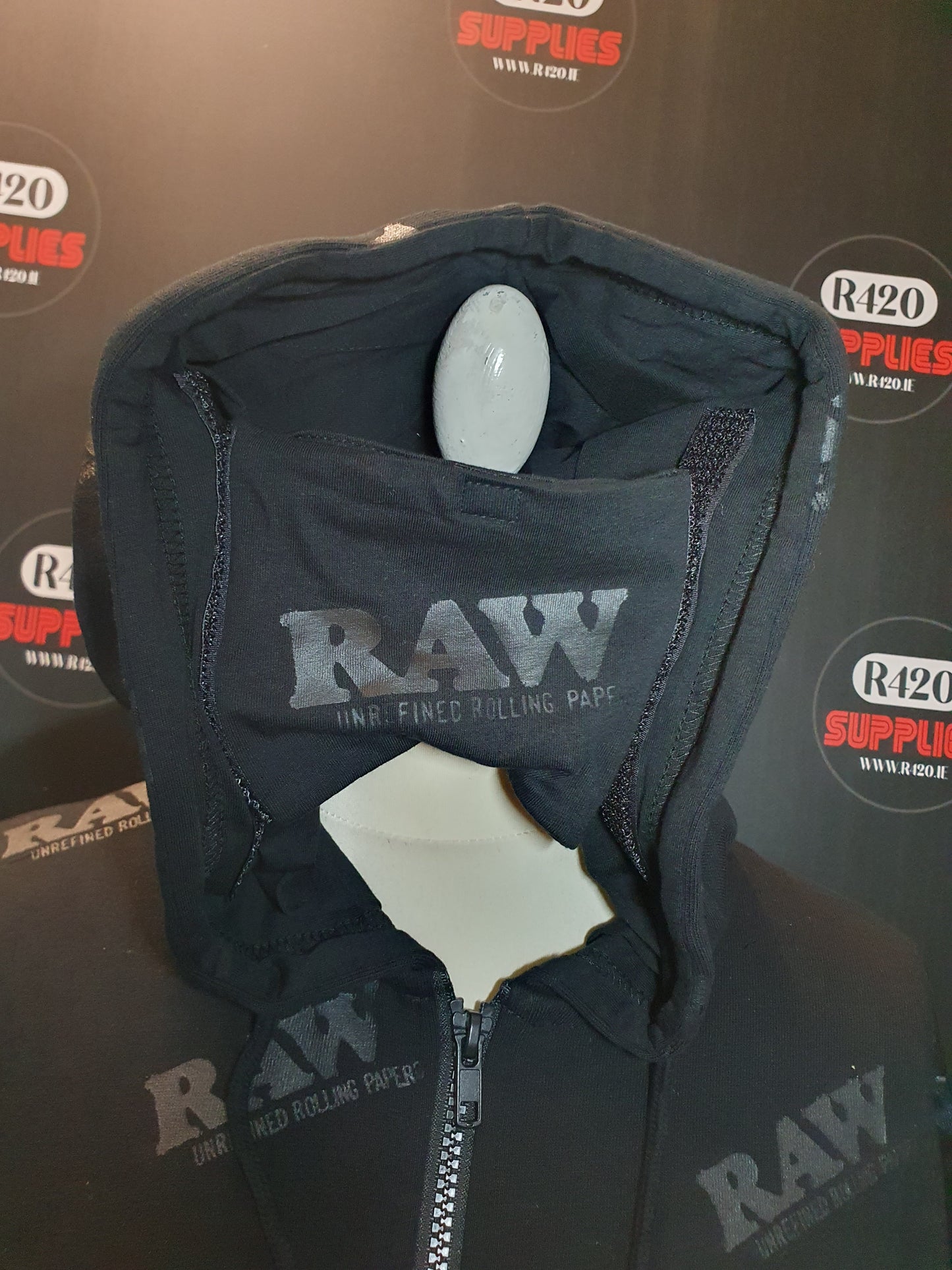 RAW Rawler - Black on Black Zip Hoodie with Rolling Tray