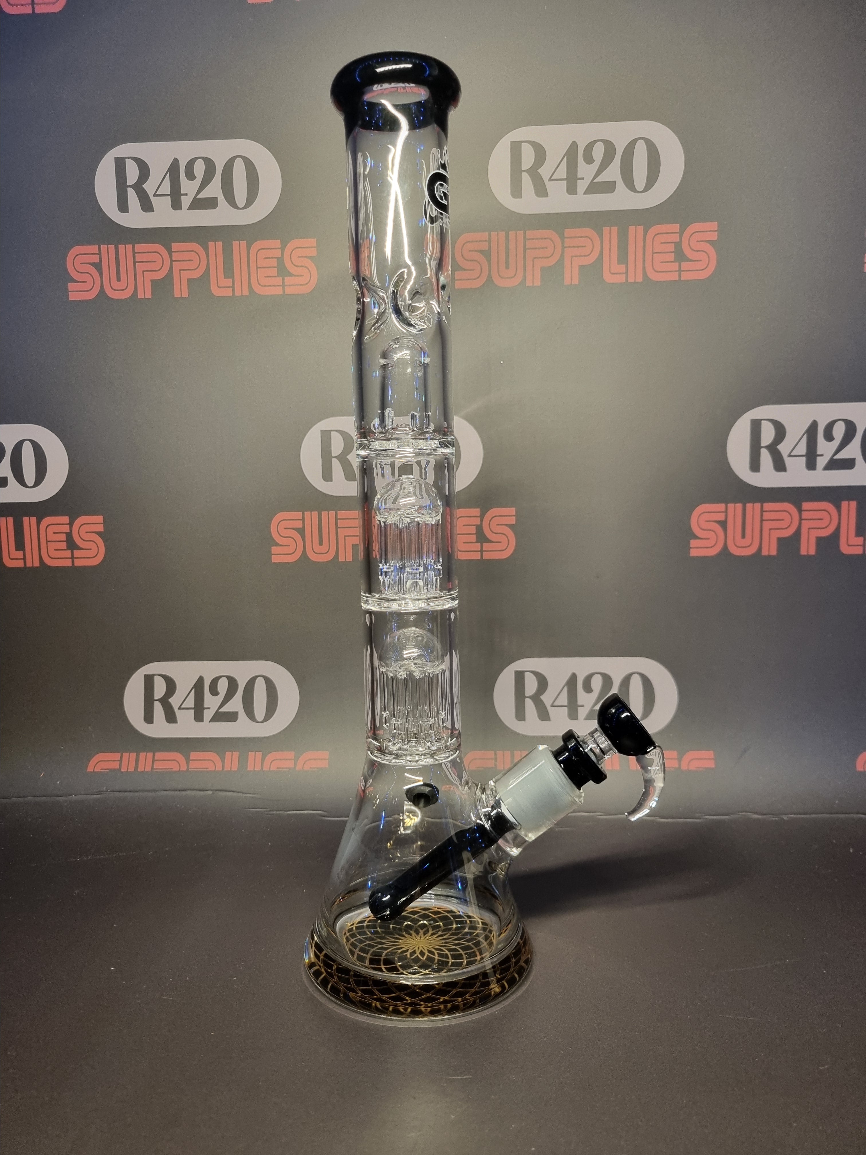 Grace Glass - Triple Tree Beaker Bong - Black - H: 35cm