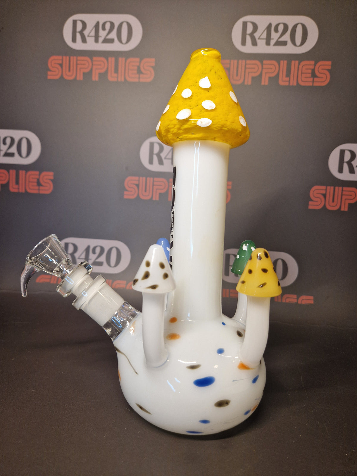 Grace Glass - Magic Mushrooms Bong (Yellow Top) - H:245mm