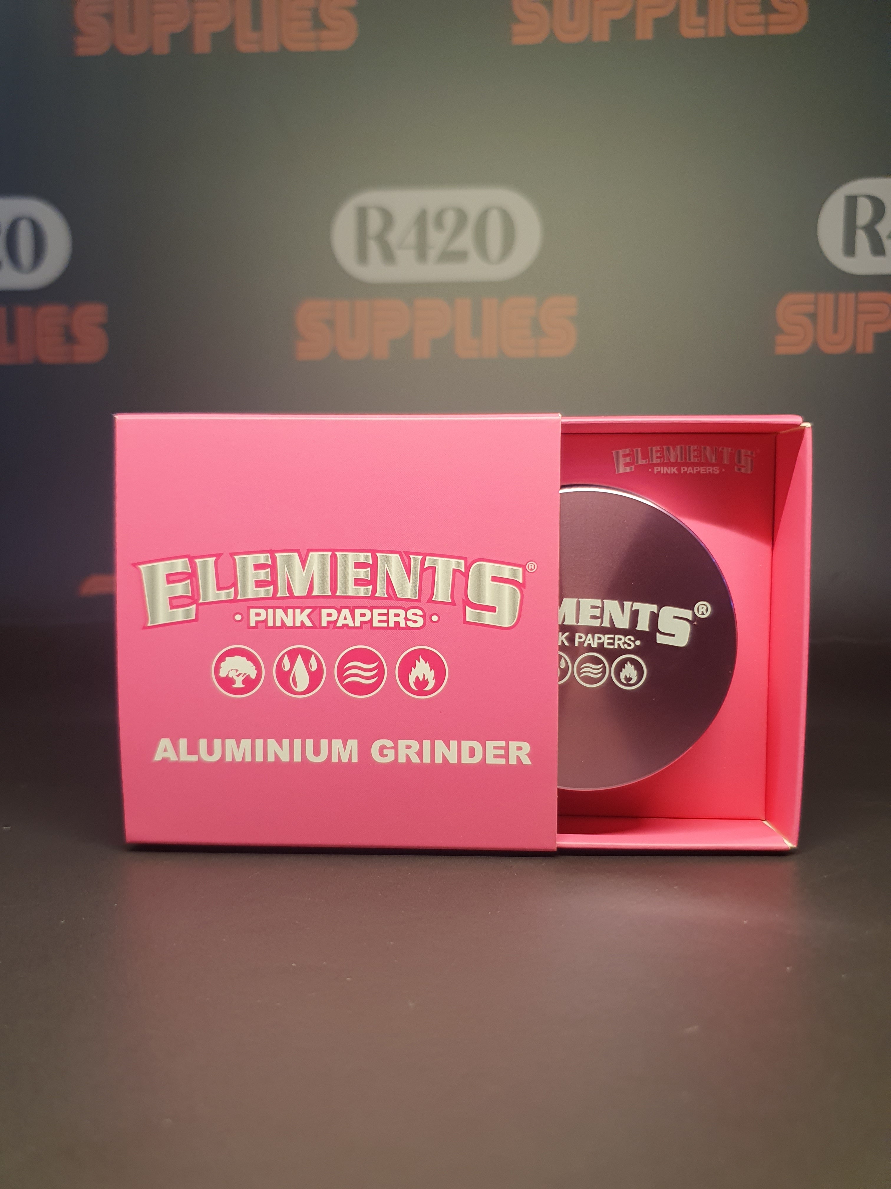Elements Pink Aluminum Metal Grinder - 4 Part - 62mm