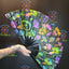 Holographic Reflective Clack Fan – 33cm | Premium Bamboo Rave Fan for Festivals & Parties