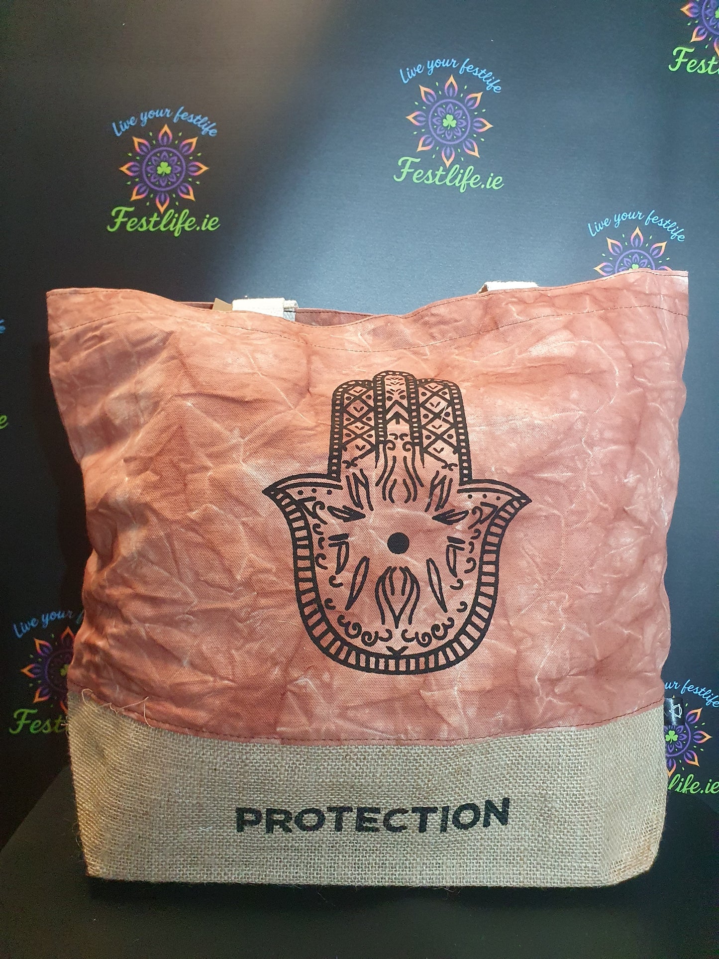 Terracotta Stonewash - Volledig Natuurlijke Tas - Hamsa (Bescherming)