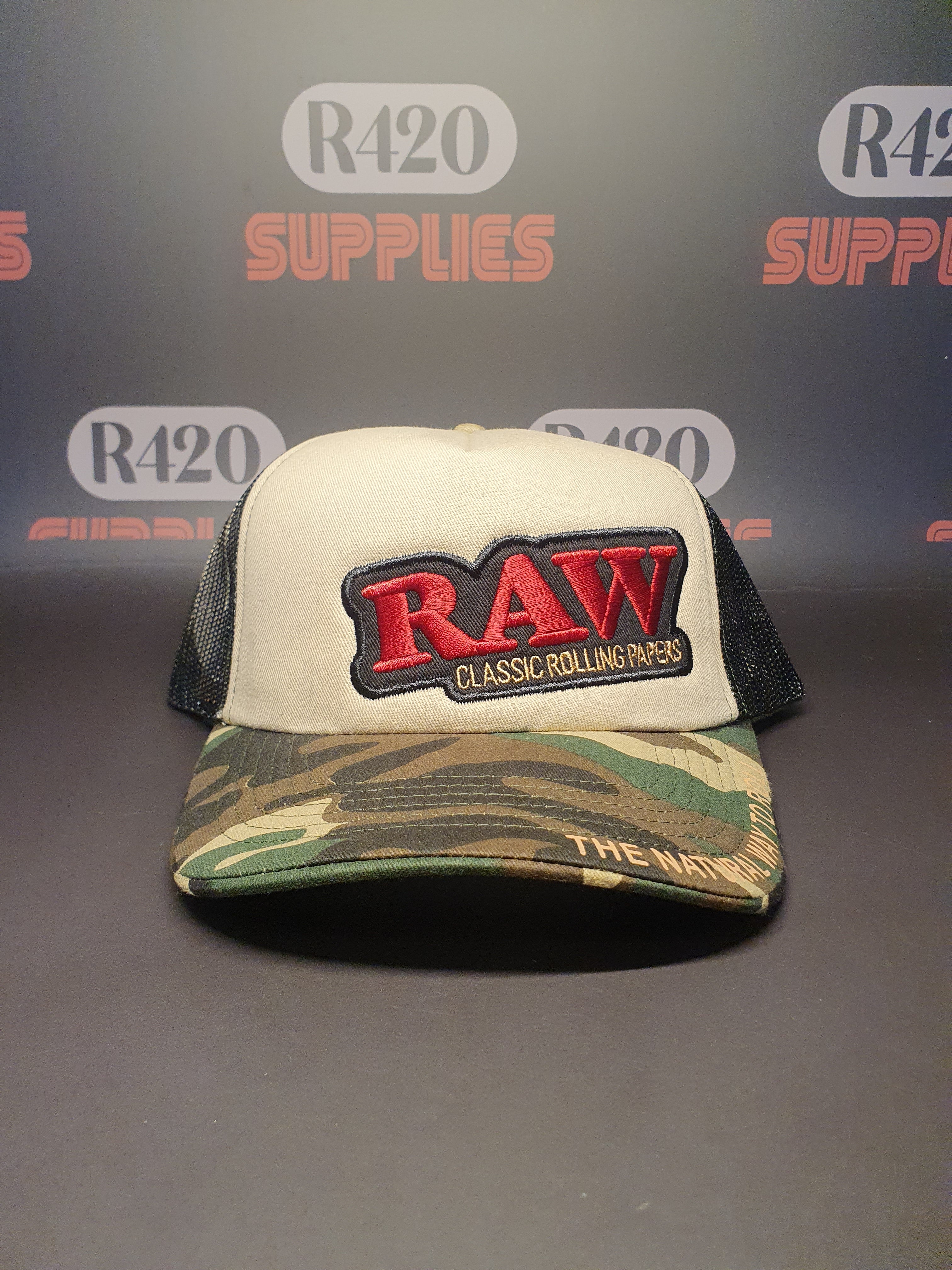 RAW Poker Trucker Hat - Camo & Tan