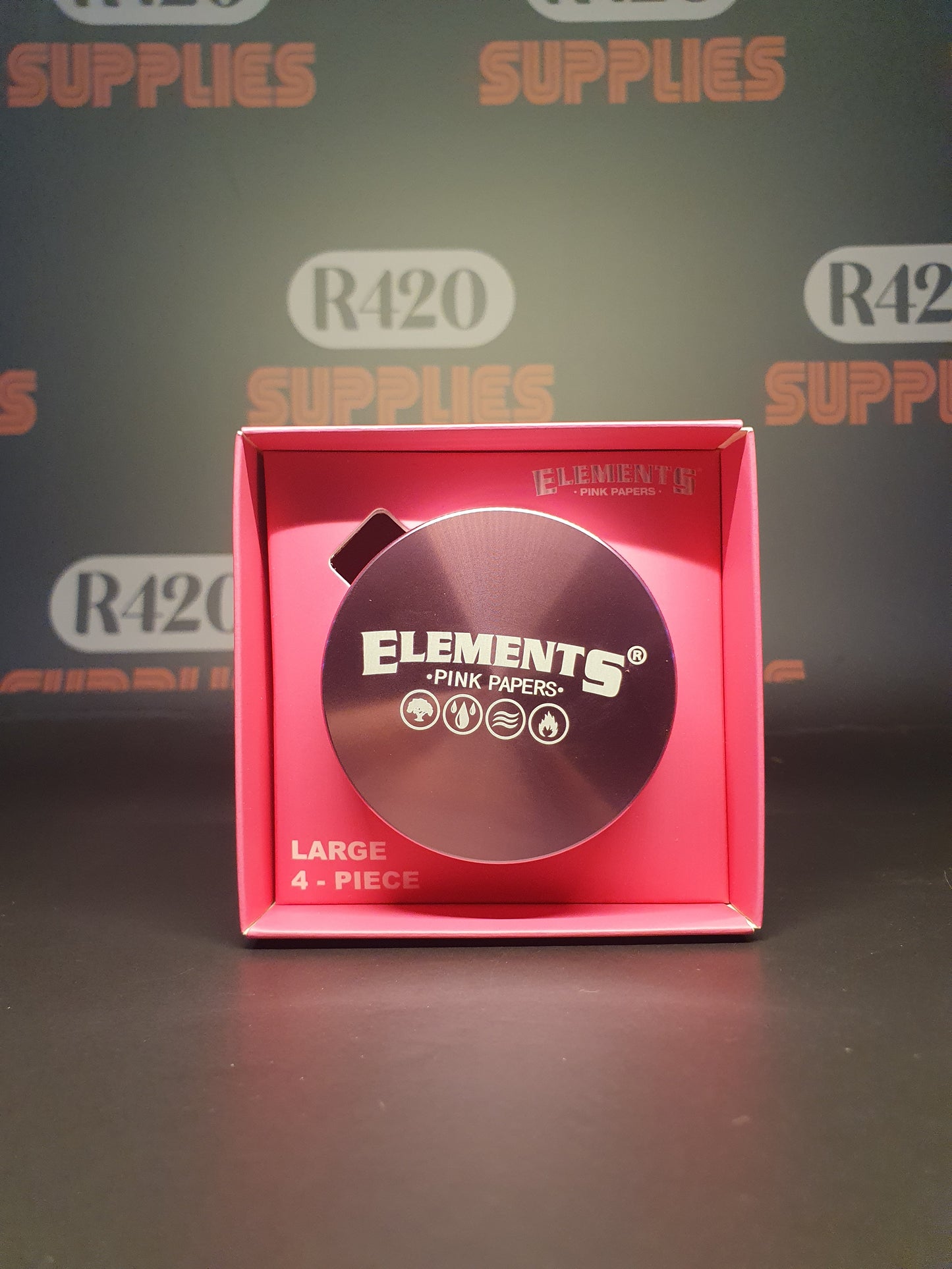 Elements Pink Aluminum Metal Grinder - 4 Part - Large 62mm