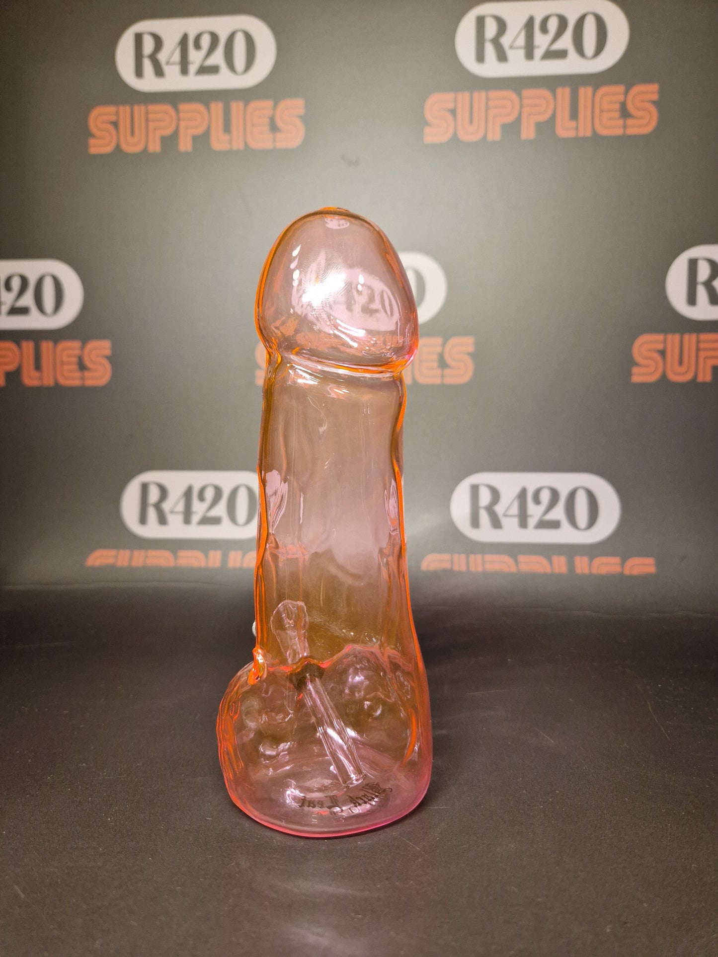Glass Penis Shaped Bong - 17cm - Pink