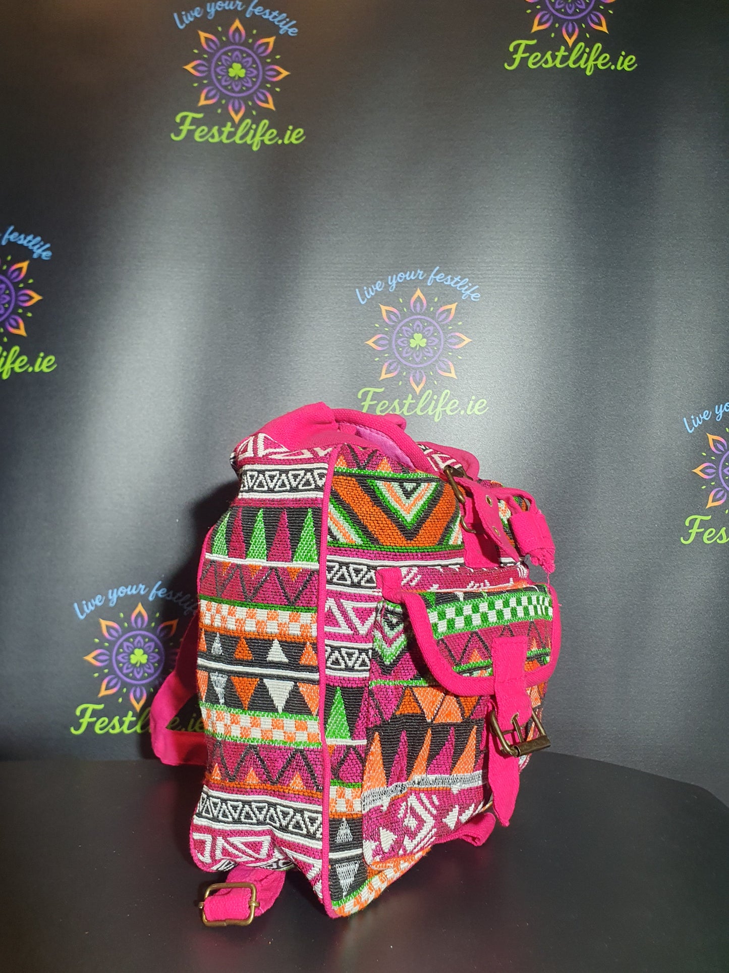 Jacquard Rugzak in Nepalese Stijl – Festival Roze