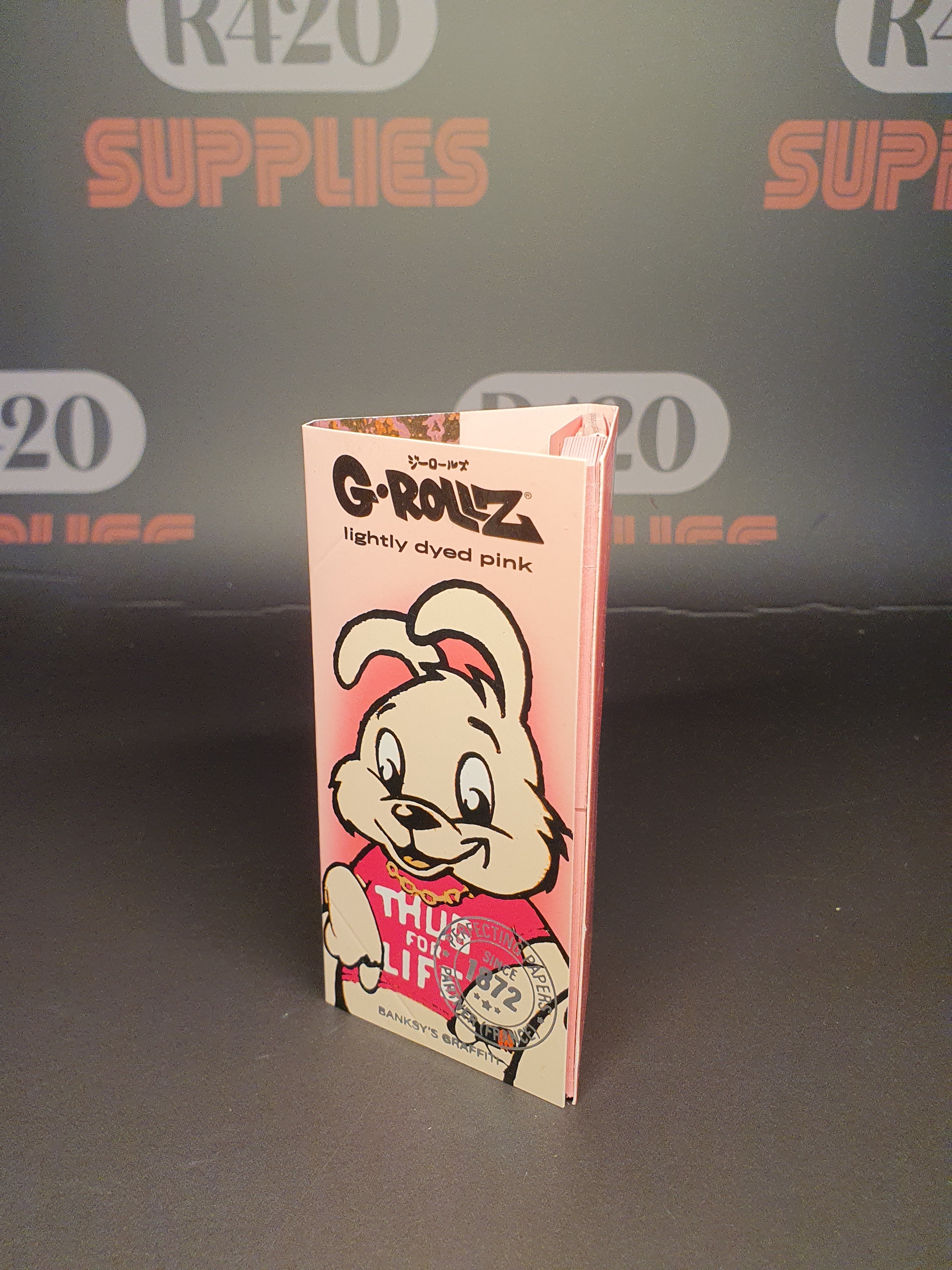 G-Rollz Banksy Graffiti Kingsize Slim, Tips, Poker & Tray - Thug For Life Bunny