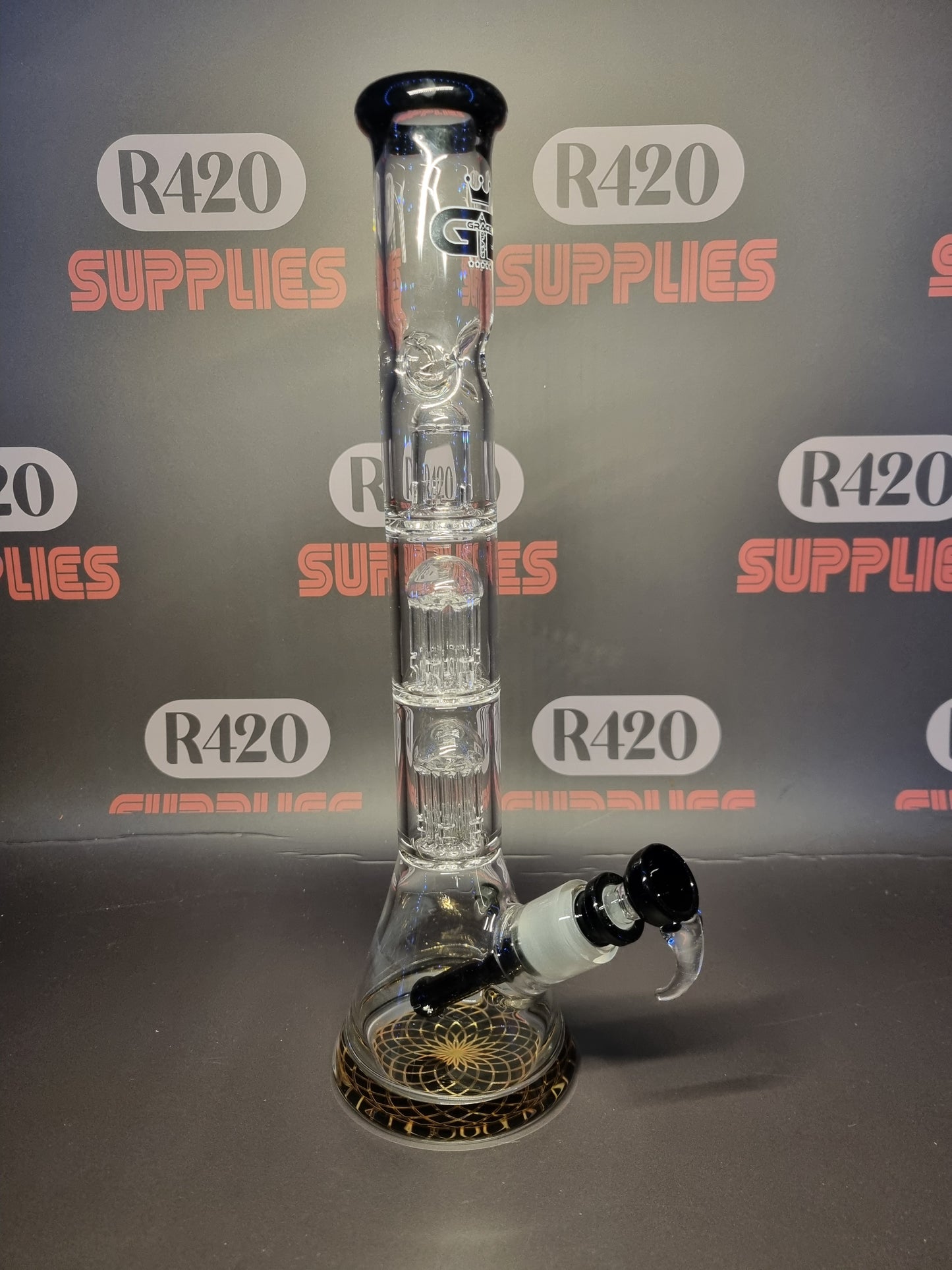 Grace Glass - Triple Tree Beaker Bong - Green - H: 35cm