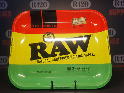 RAW Metal Rolling Tray - Rasta - Large