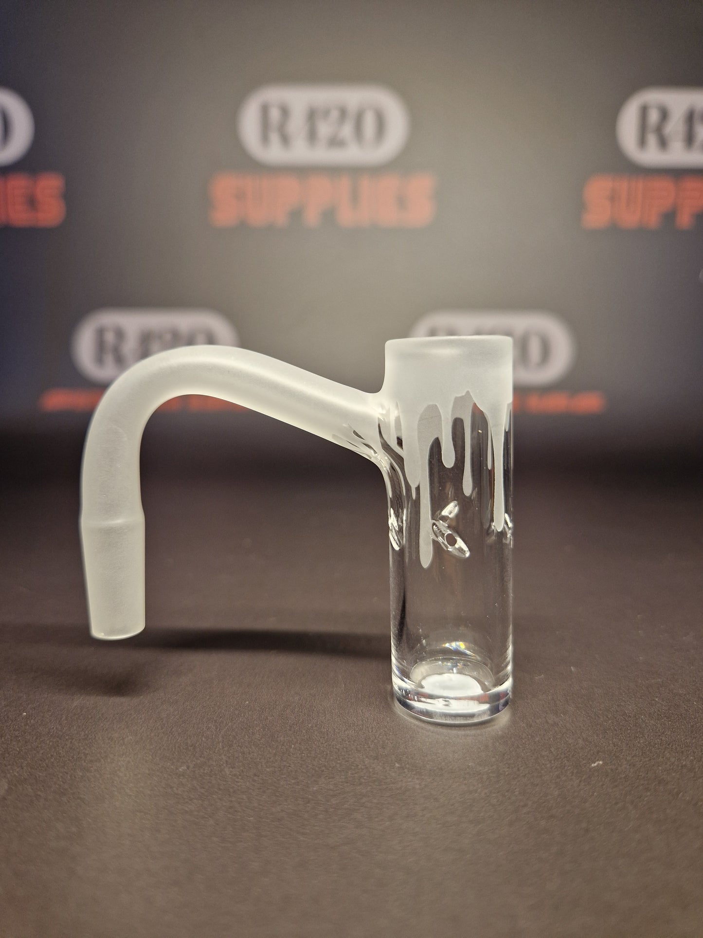 Quartz Banger - 10mm / 90° Male Fitting - Frosted Drip Design with Autospin