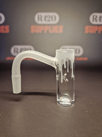 Quartz Banger - 10mm / 90° Male Fitting - Frosted Drip Design with Autospin