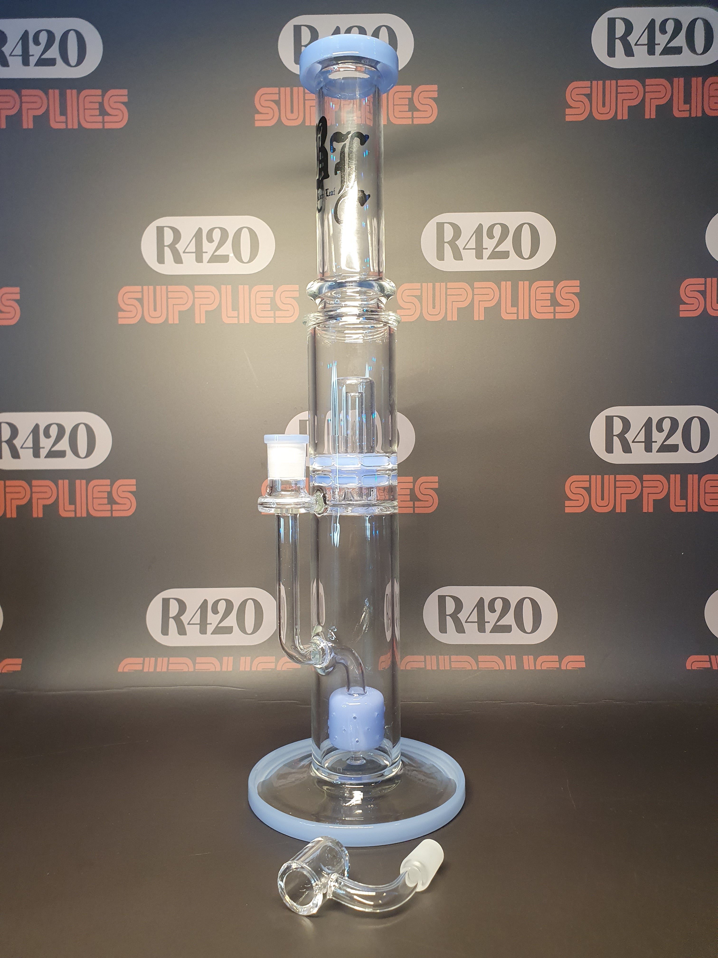 Black Leaf UFO Percolator Bong + Banger  - H410mm - Blue
