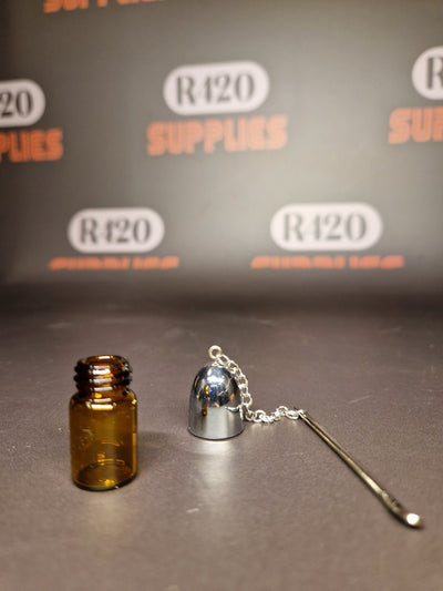 Amber Glass Vial with Screw Cap and metal Spoon 40mm