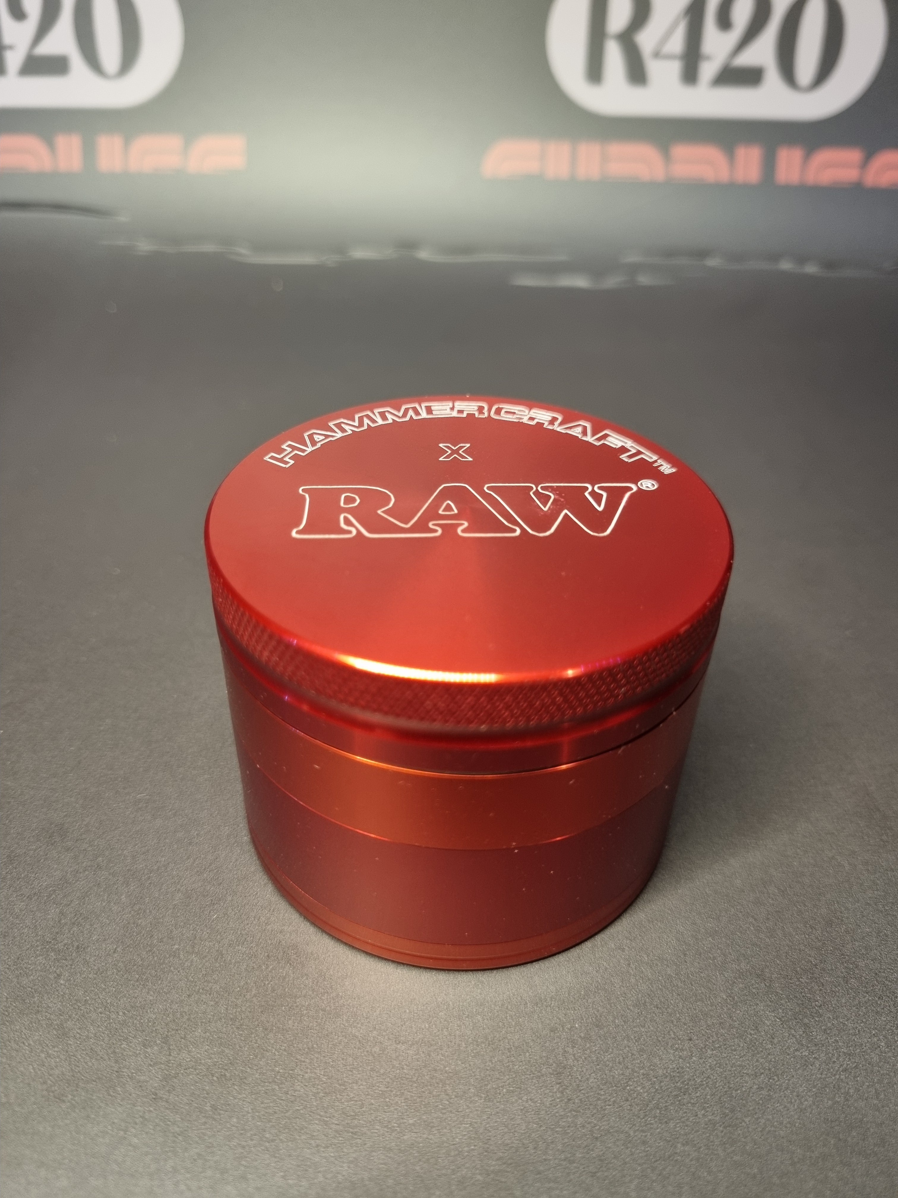 Hammercraft x RAW Aluminium  Grinder - 4 Piece  - Large 61mm - Red