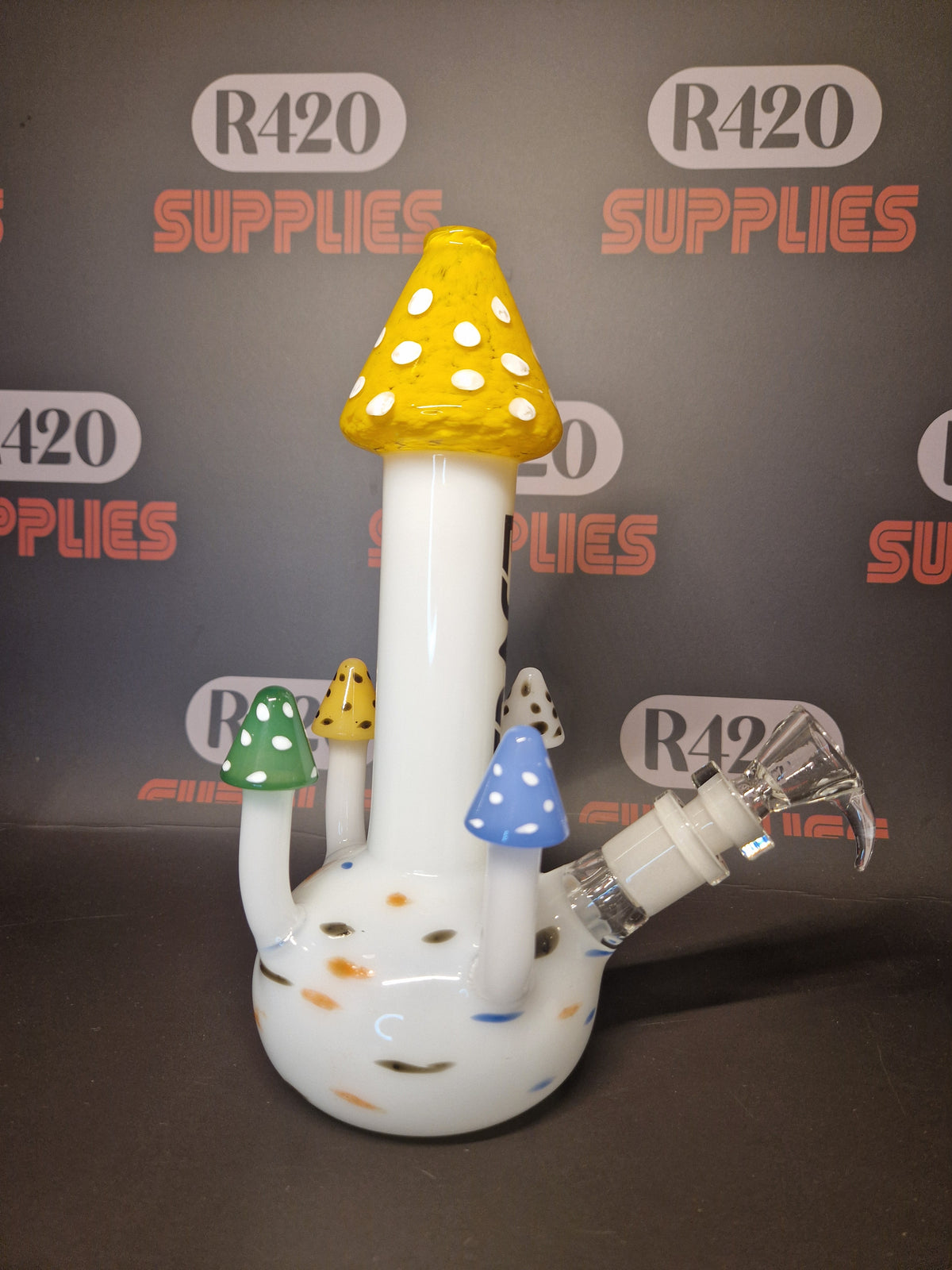 Grace Glass - Magic Mushrooms Bong (Yellow Top) - H:245mm