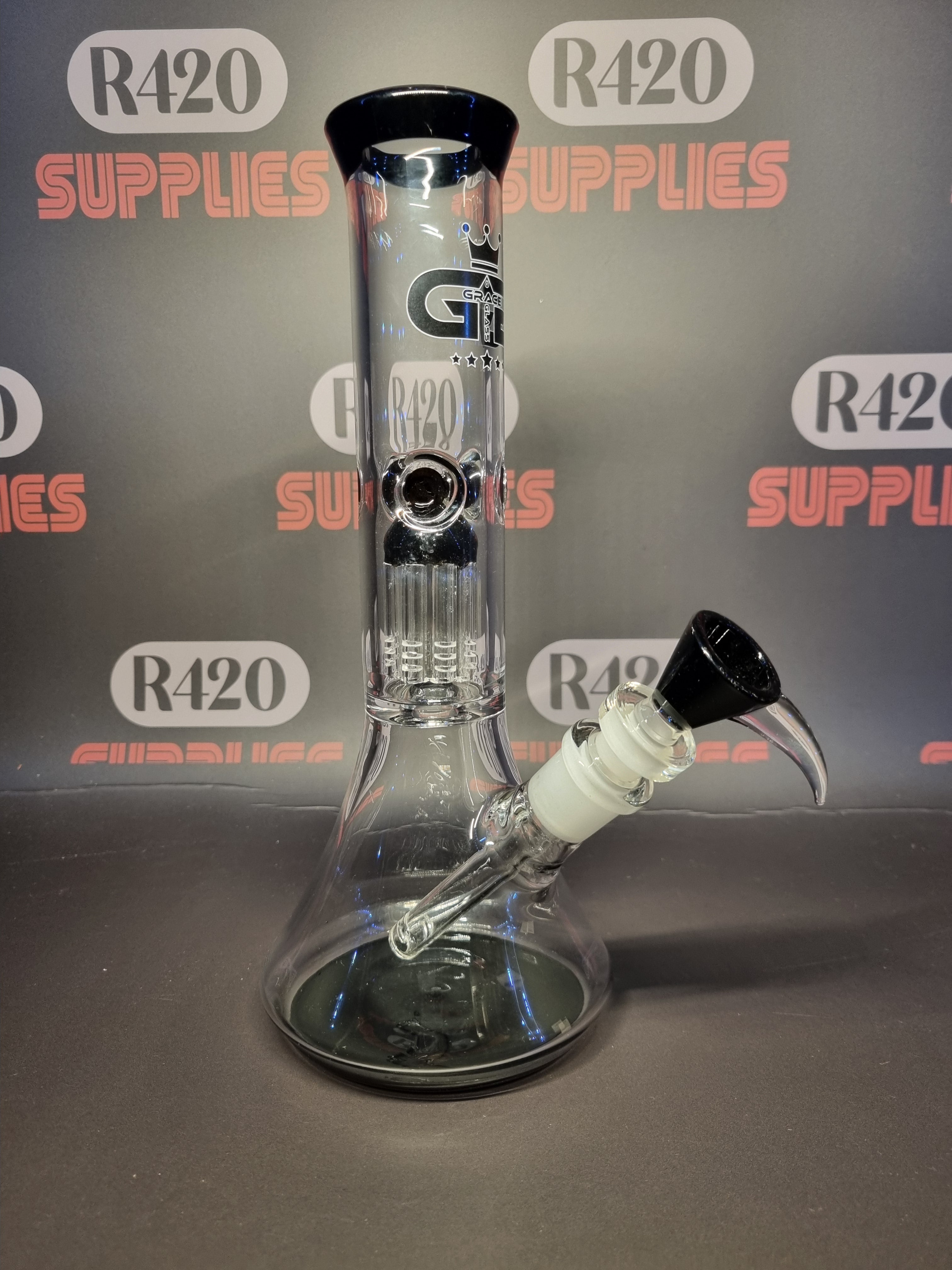 Grace Glass - Tree-Arm Percolator Beaker Bong - Black - H:27.5cm