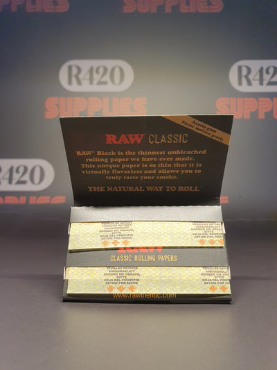 Raw Black Single Wide - Double Window - 100 Leaves