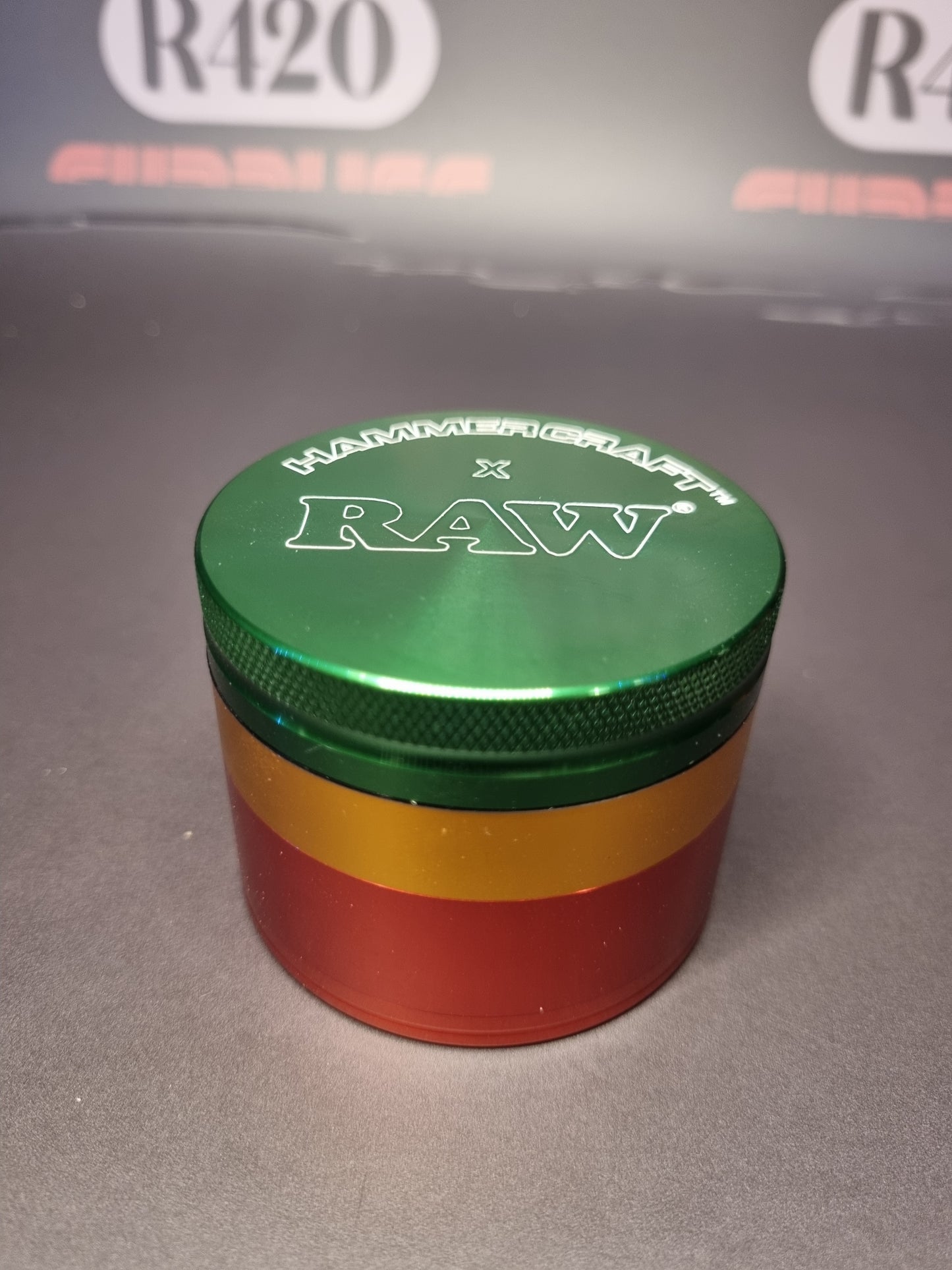 Hammercraft x RAW Aluminium  Grinder - 4 Piece  - Large 61mm - Rasta