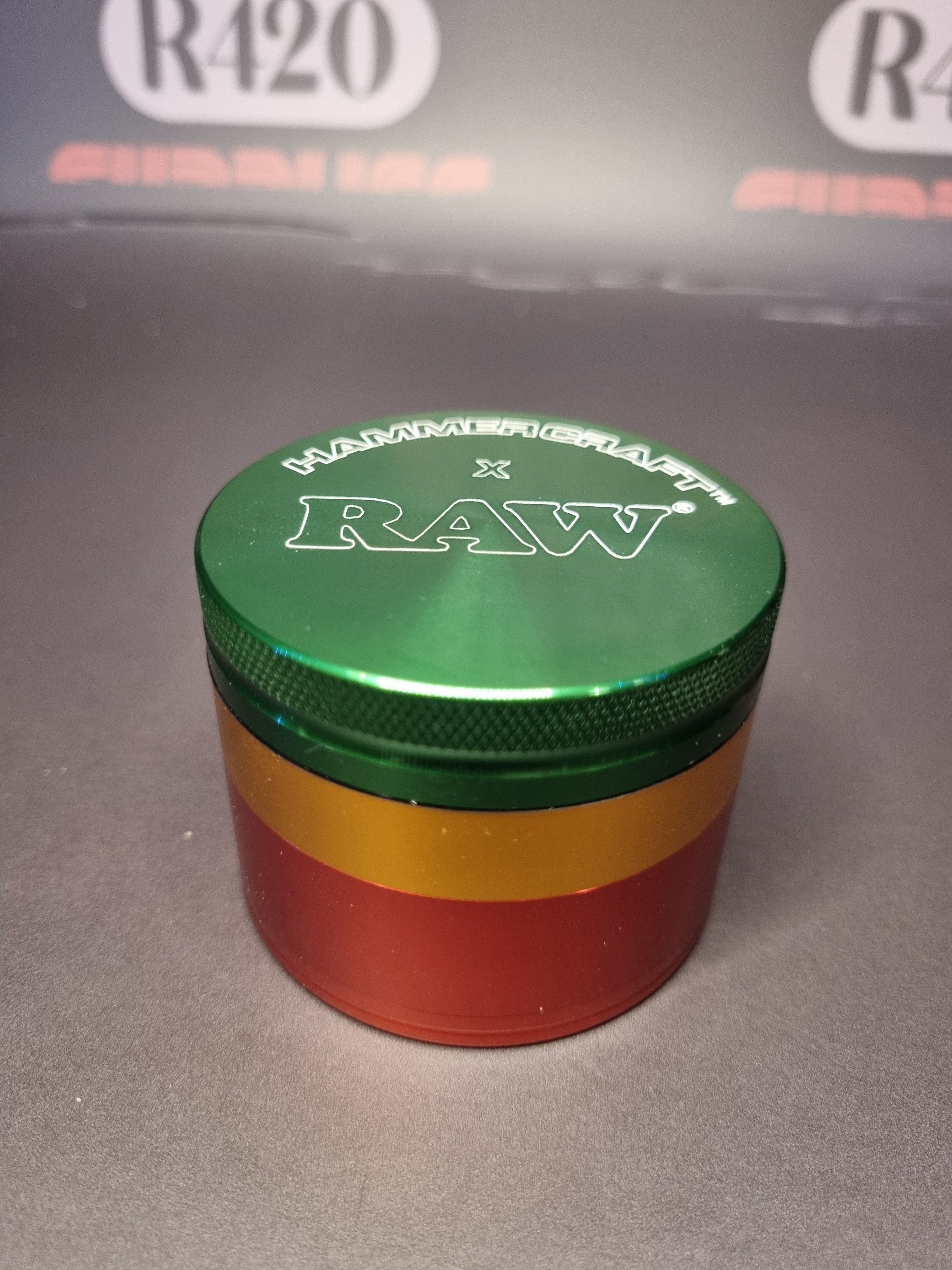 Hammercraft x RAW Aluminium  Grinder - 4 Piece  - Large 61mm - Rasta