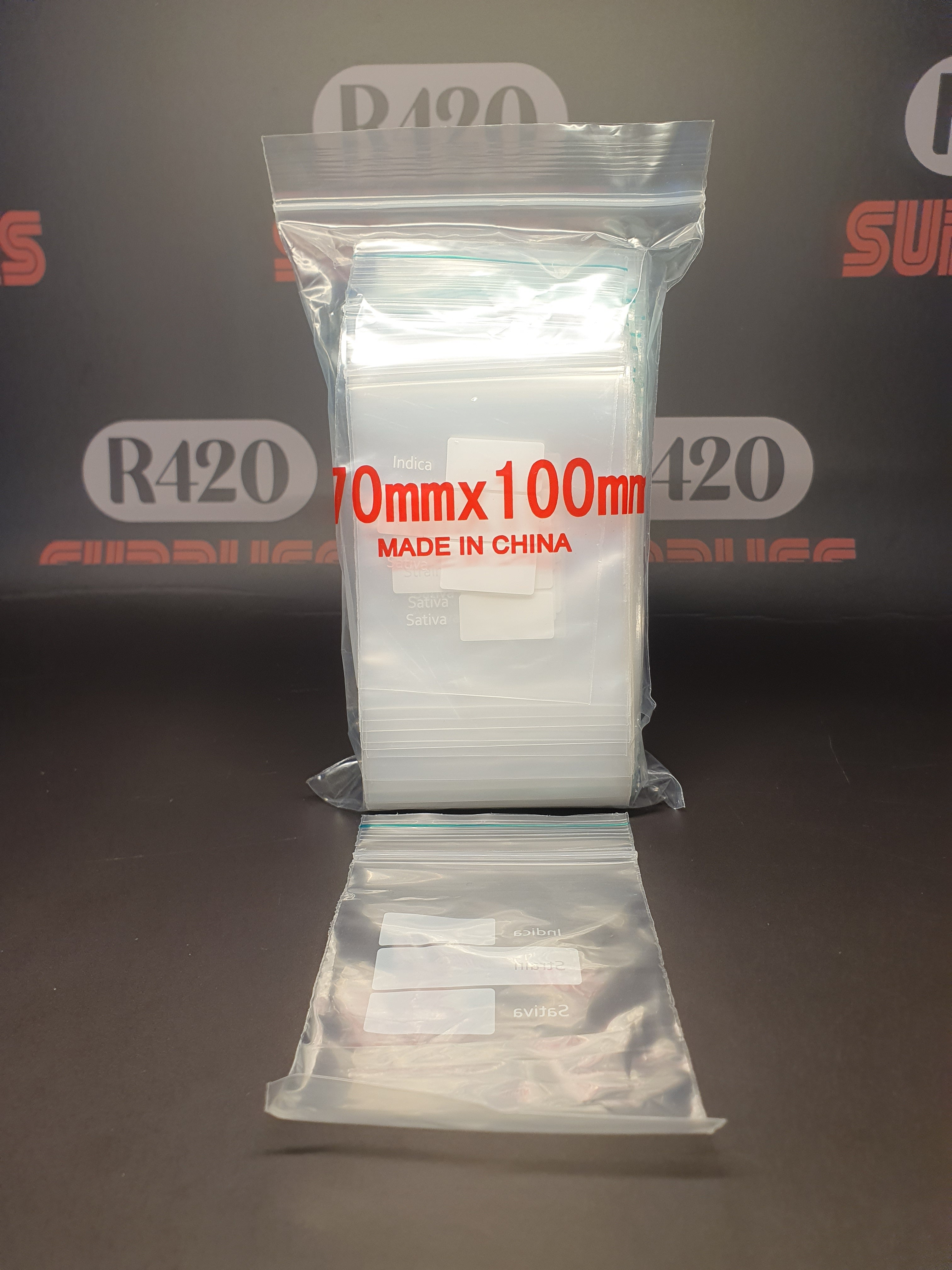 Ziplock Bag - Clear with Strain Info - 70x100 - 50ù Strong (100)