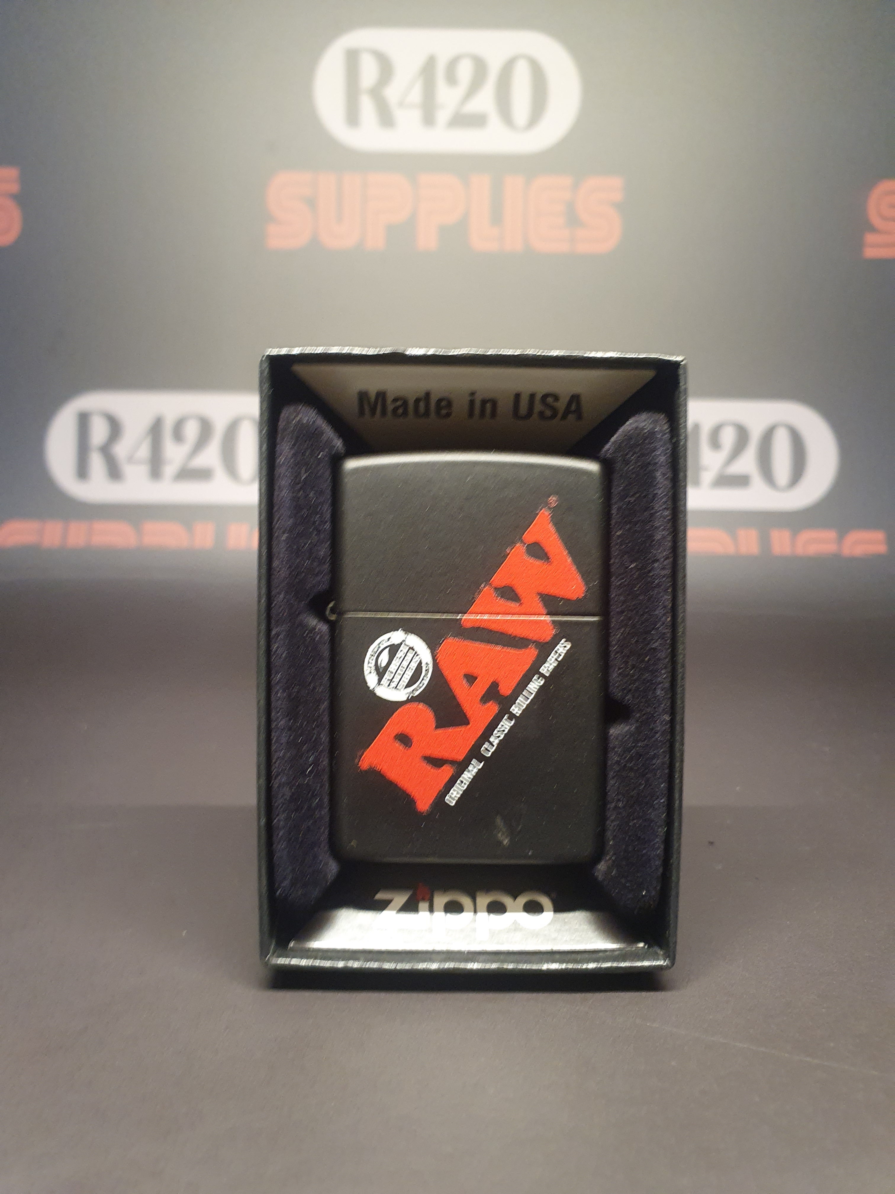 RAW Zippo Lighter - Black with Logo