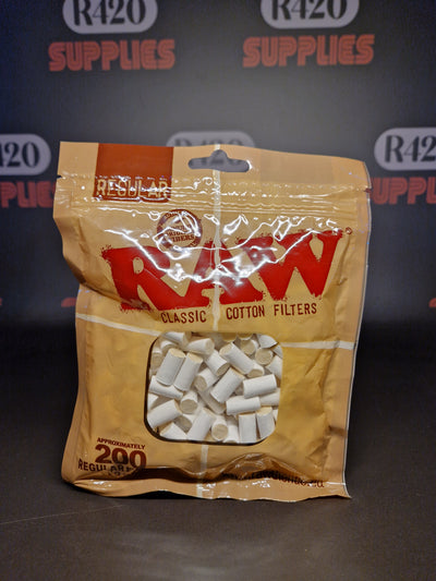 RAW Regular Cotton Filters - 8x15mm - 200 Pack