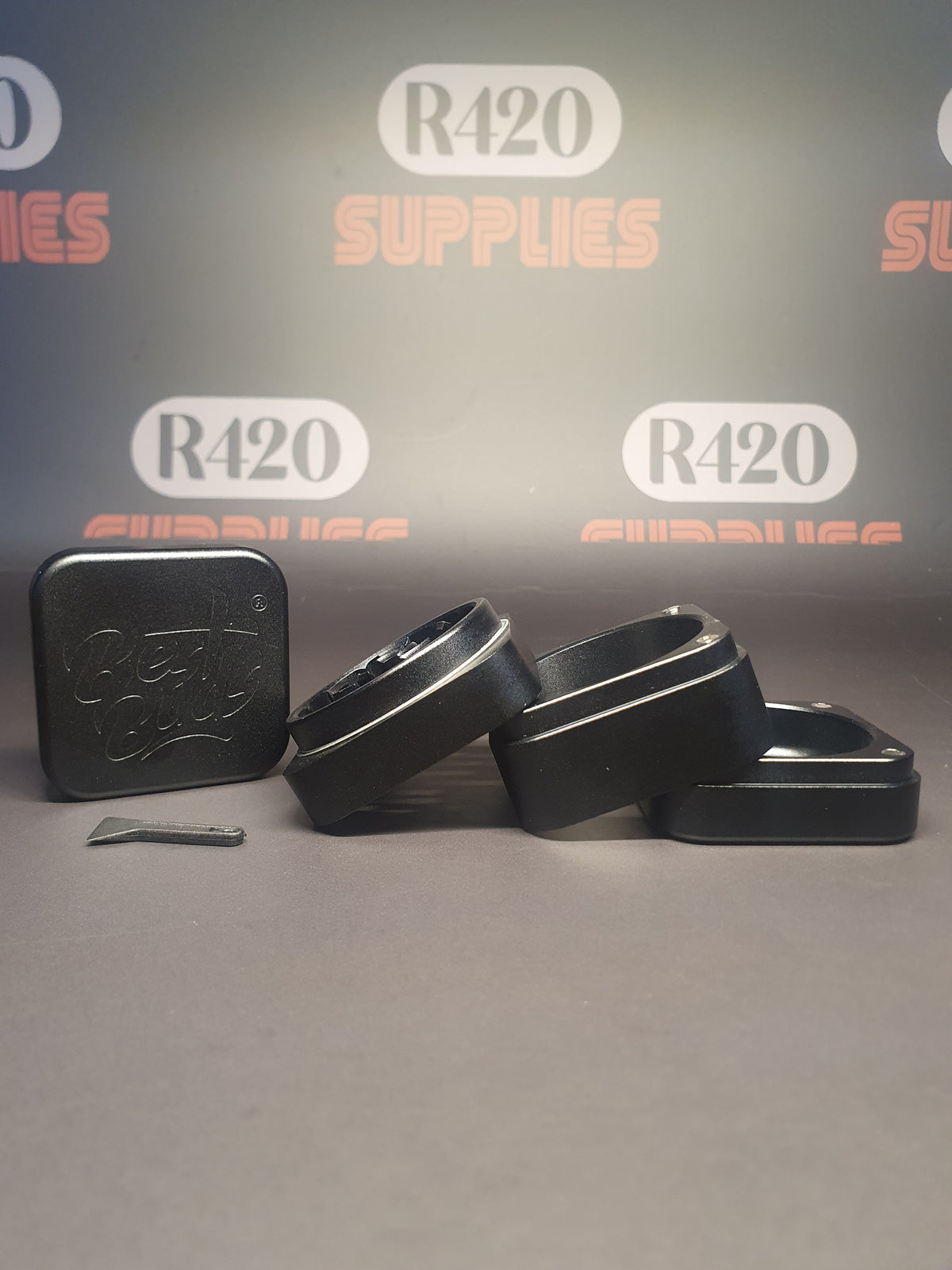 Best Buds 4-delige aluminium grinder - Vierkant - Zwart