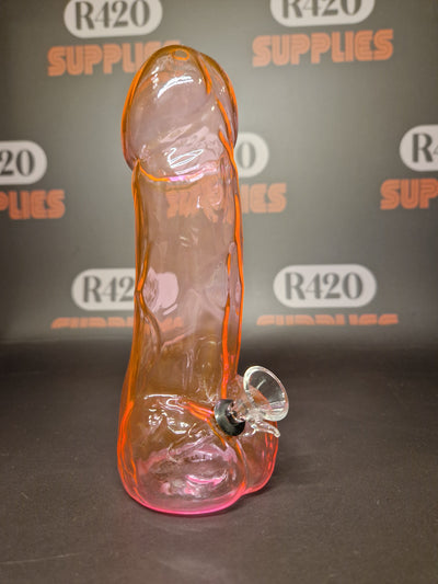 Glass Penis Shaped Bong - 17cm - Pink