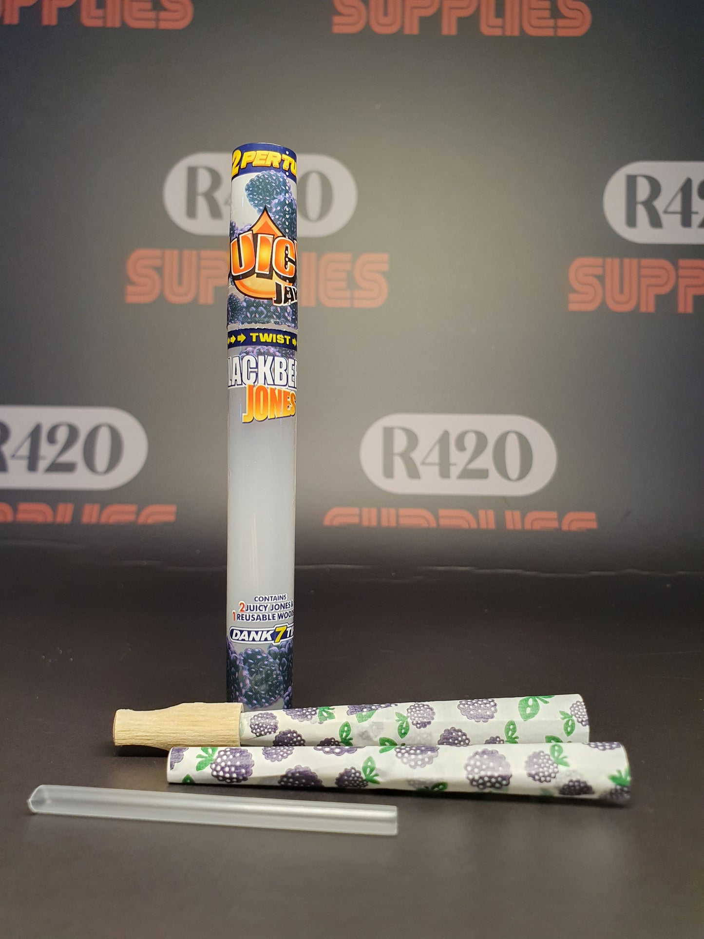 Juicy Jay's  Flavoured Cones - 2 Cones & 1 Reusable Wooden Tip - Blackberry