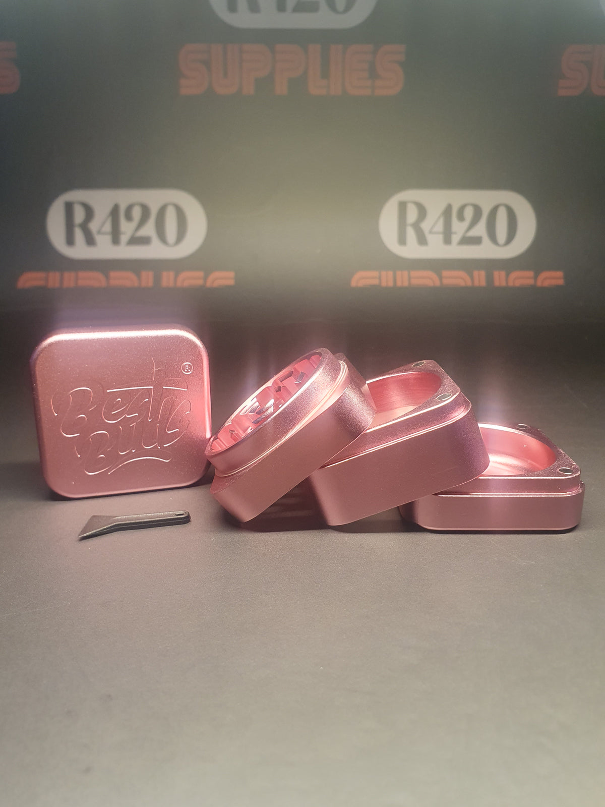Best Buds 4-delige Aluminium Grinder - Vierkant - Roze