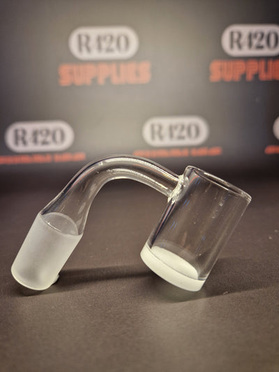 Quartz Banger - 18mm / 90° Male Fitting - Flat Bottom Bucket - White