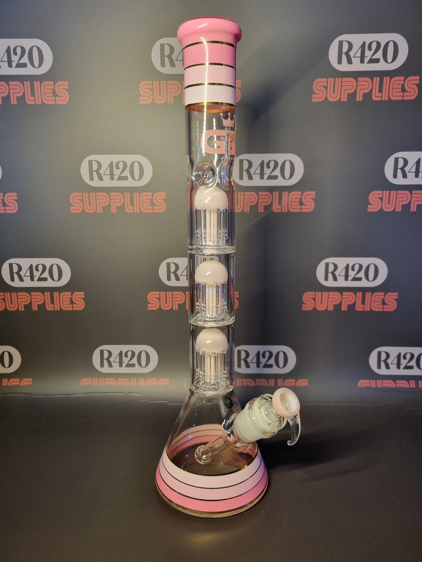 Grace Glass - Golden Line Beaker Bong - Pink- H: 48cm