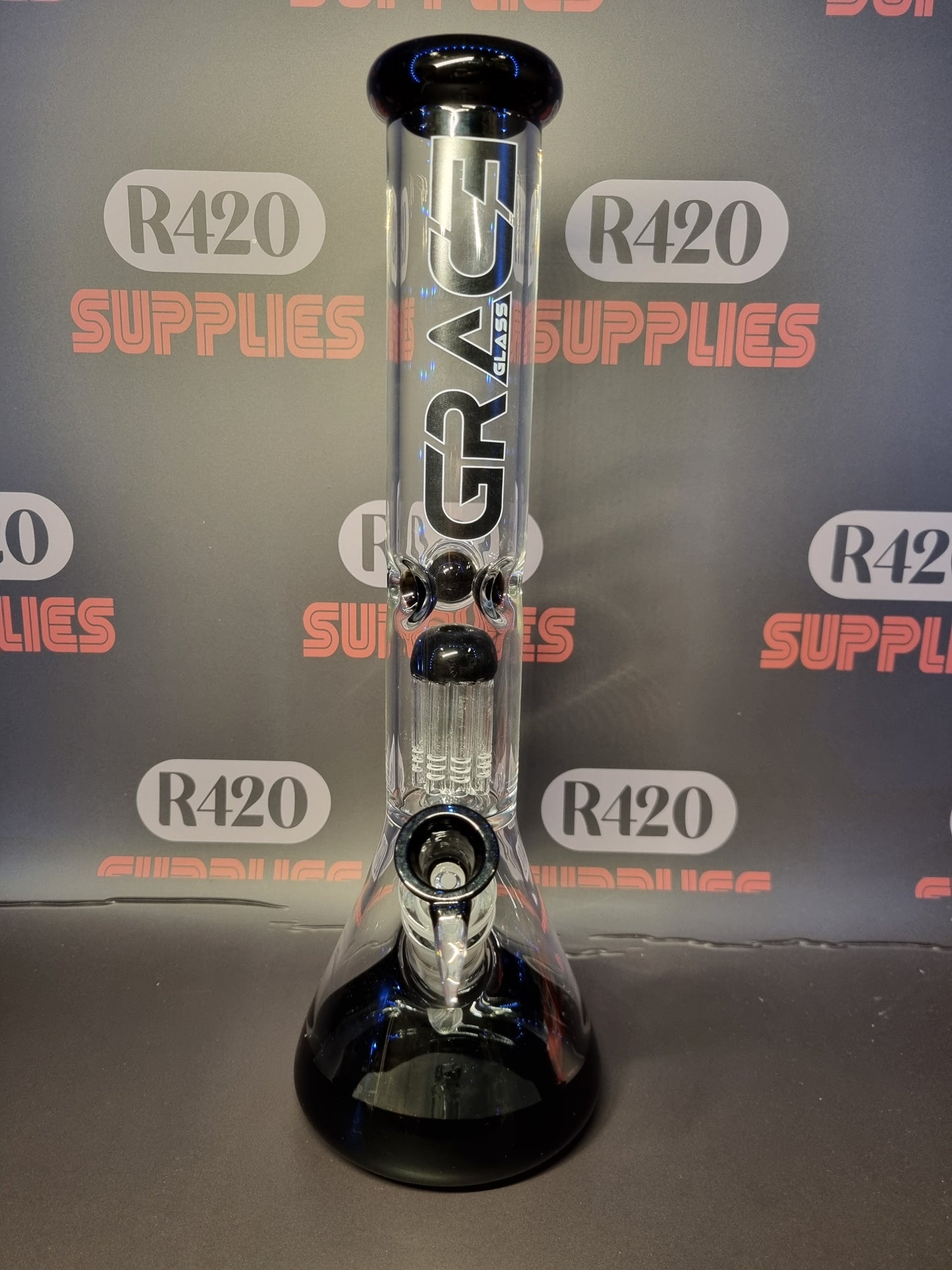 Grace Glass - Black Beaker Bong H:37cm - 5mm Thick