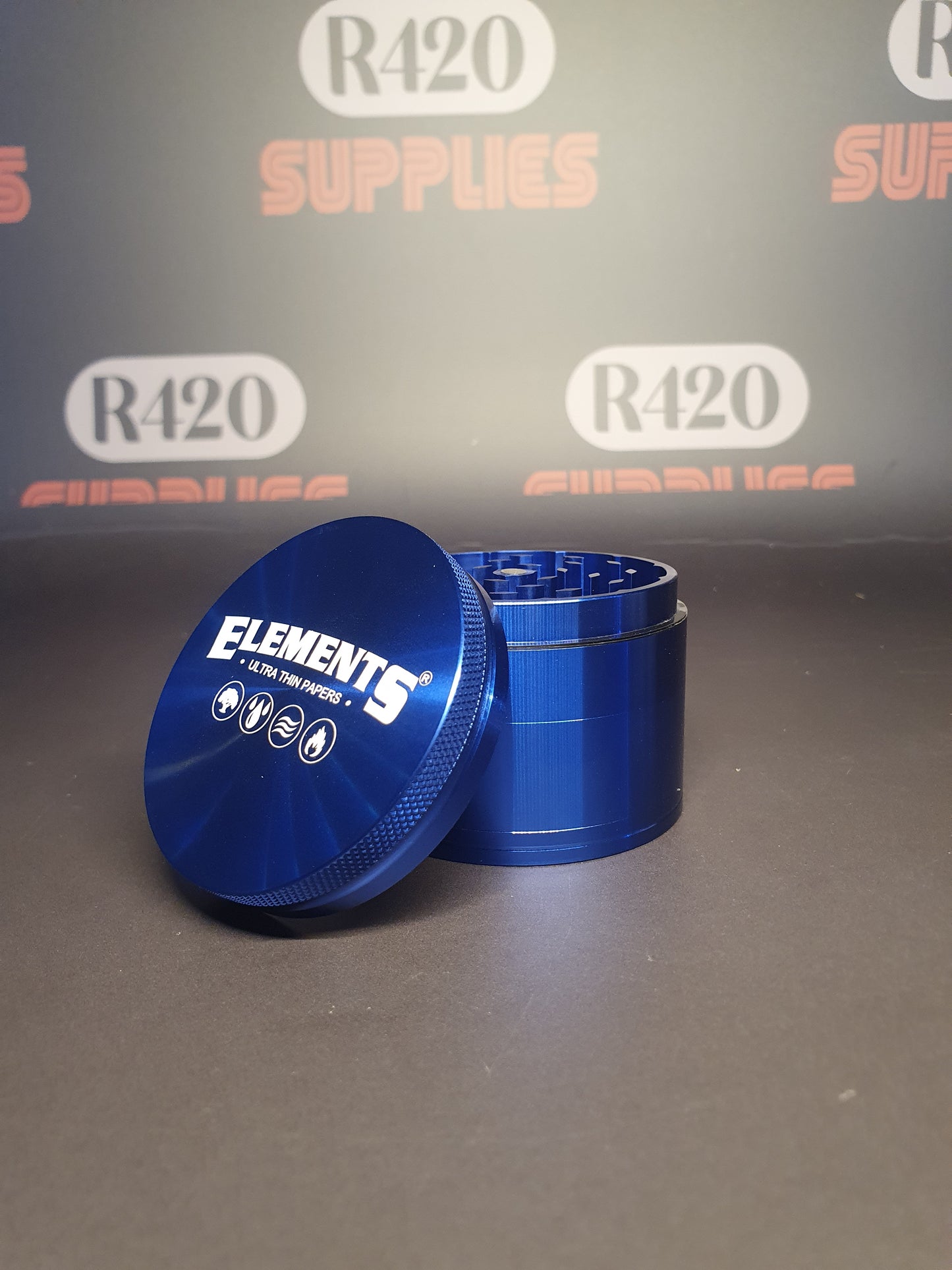 Elements Aluminum Metal Grinder - 4 Part - Large 62mm - Blue