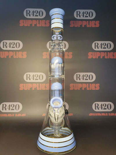 Grace Glass - Golden Line Beaker-  Blue - Double Perc - H: 46cm