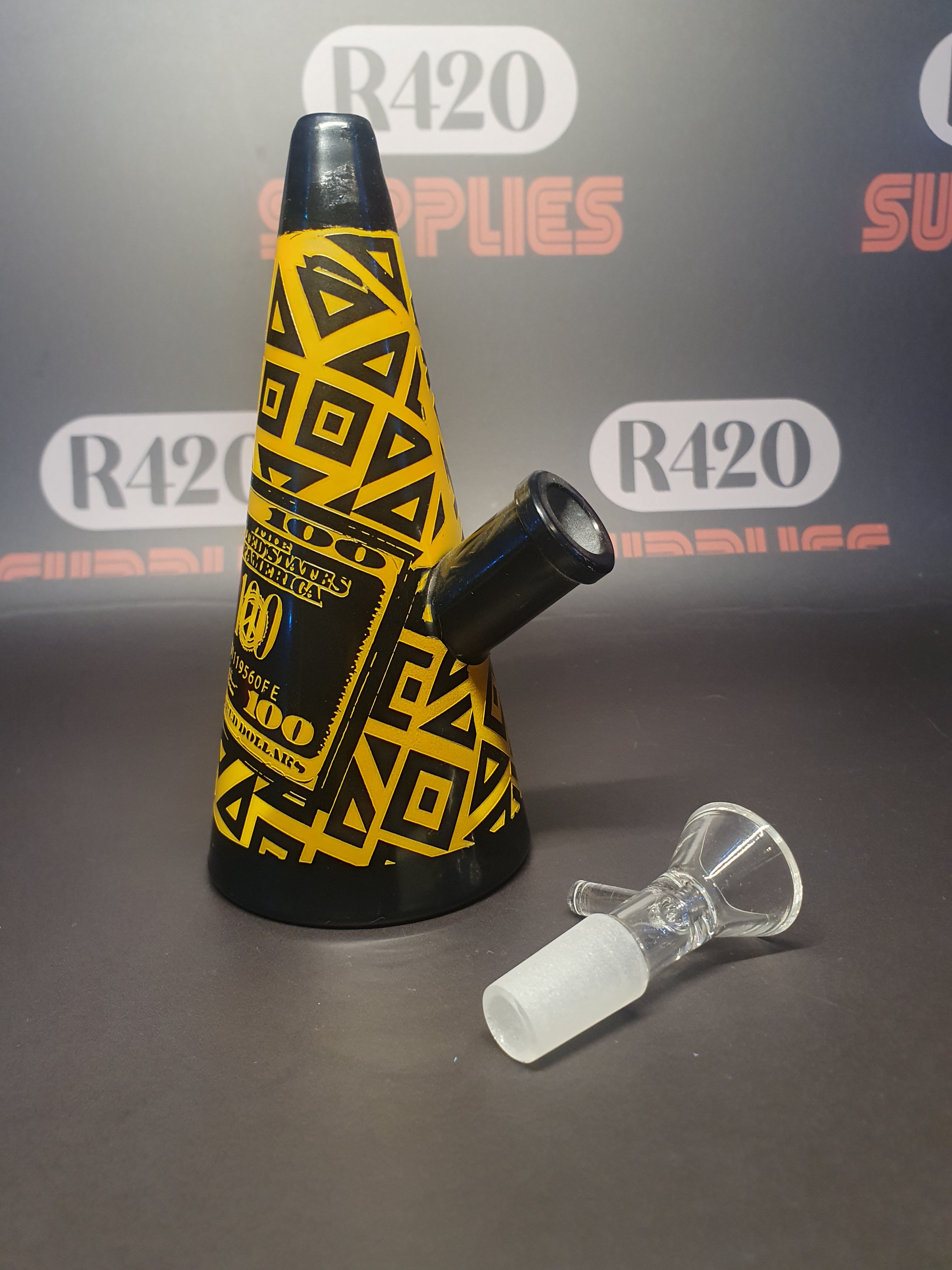 Cone Bong - $100 Bill Design - 50cm