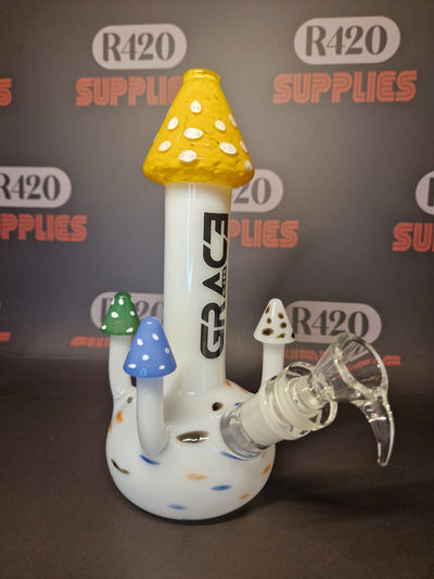 Grace Glass - Magic Mushrooms Bong (Yellow Top) - H:245mm