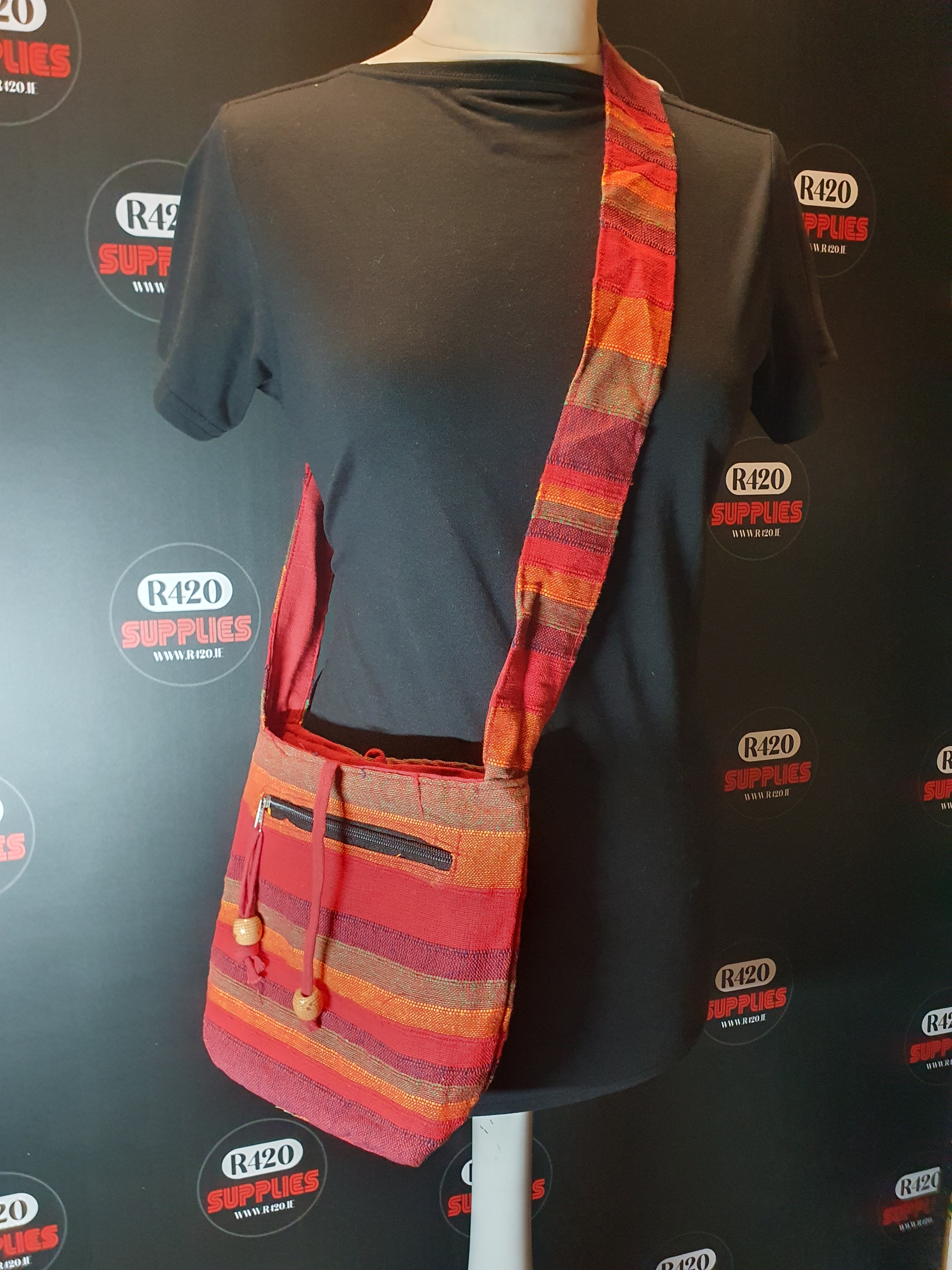 Handmade Shoulder Bag from India - Red Stipes