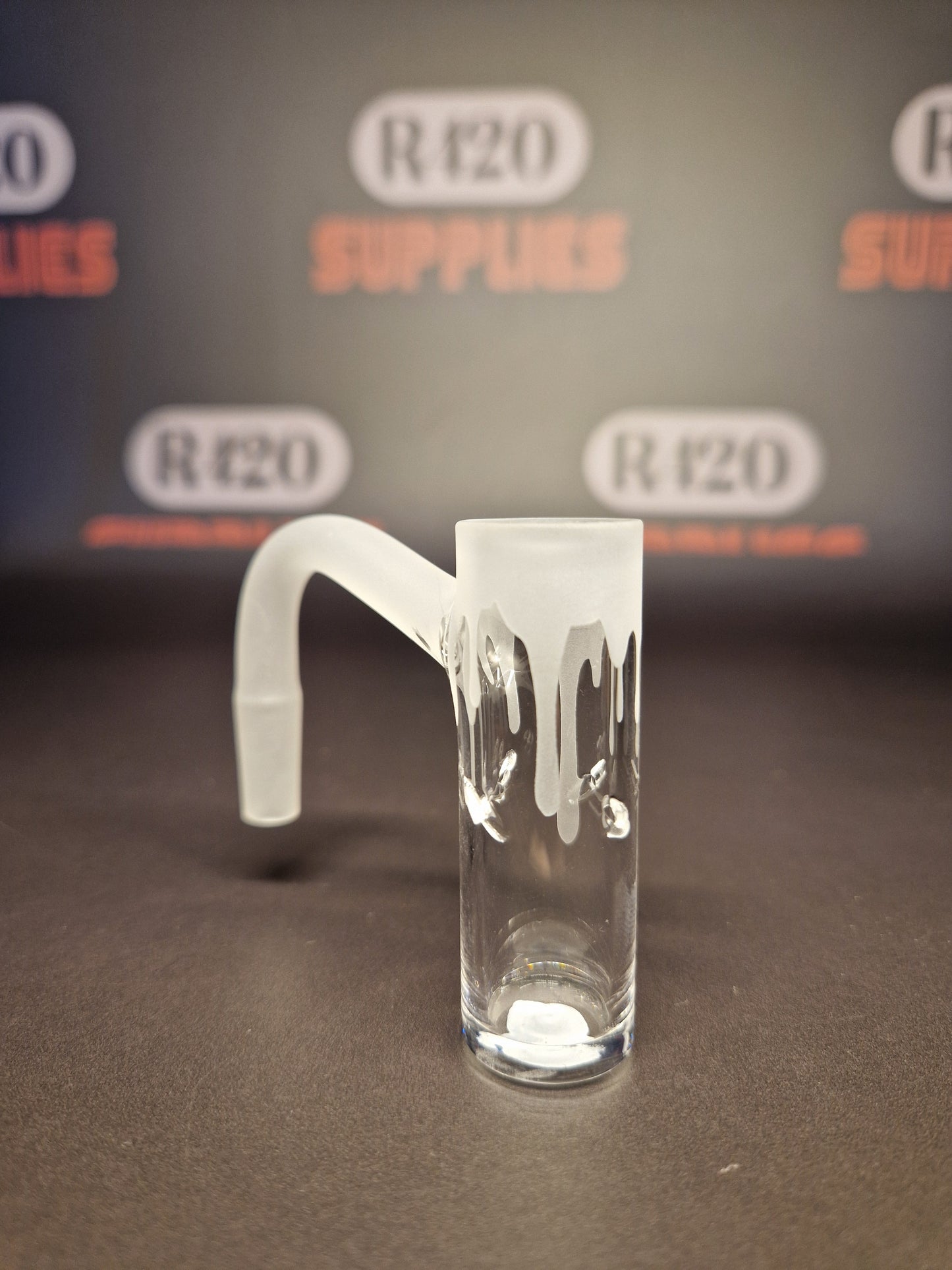 Quartz Banger - 10mm / 90° Male Fitting - Frosted Drip Design with Autospin