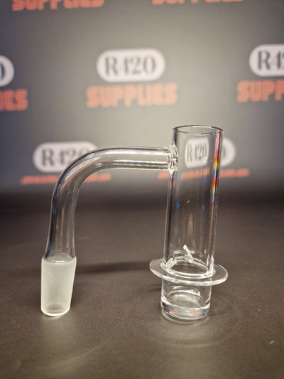 Quartz Banger - 14mm / 90° Male Fitting - Tall & Thin - Flat Bottom Bucket with Autospin
