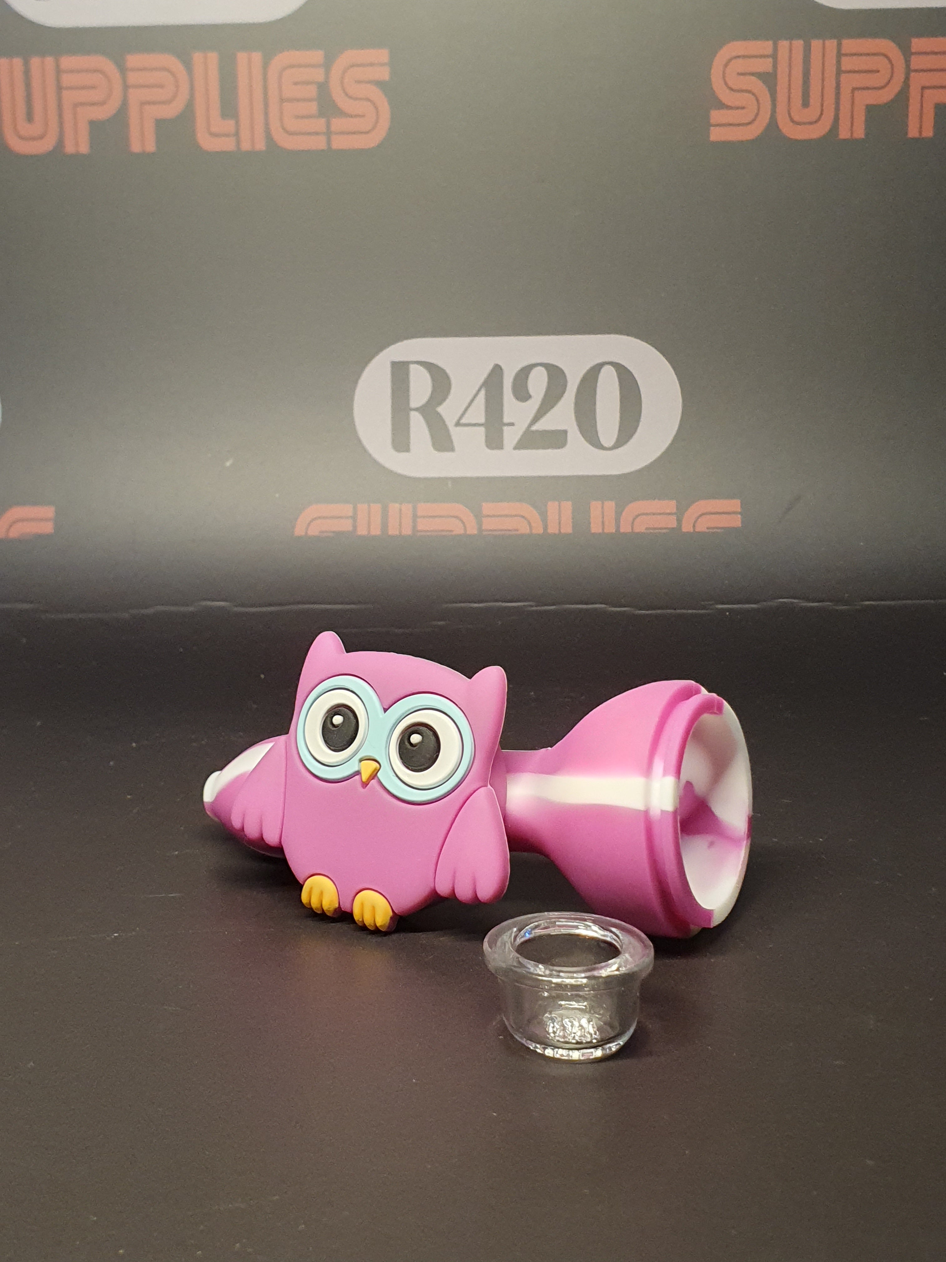 Pink Owl Pipe - Silicone 12cm
