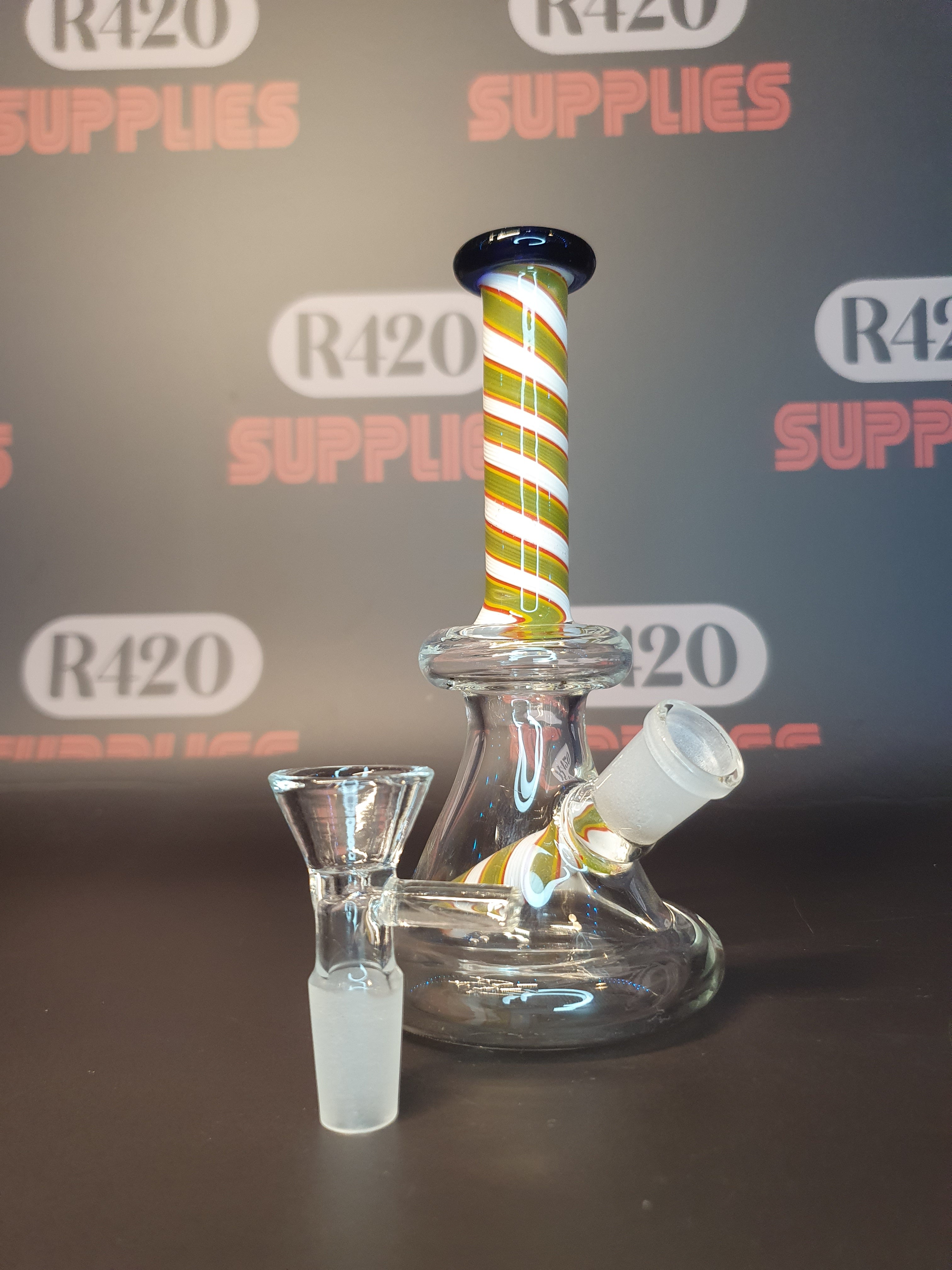 Amsterdam Limited Edition Bubbler - Yellow & Green Colour Stripes - H:16cm