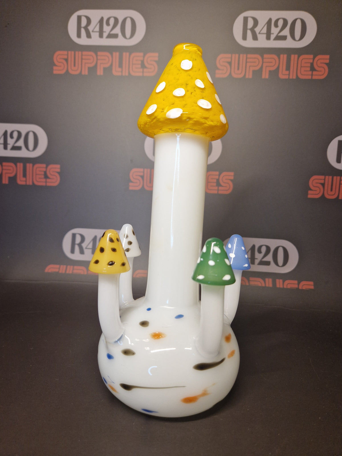 Grace Glass - Magic Mushrooms Bong (Yellow Top) - H:245mm