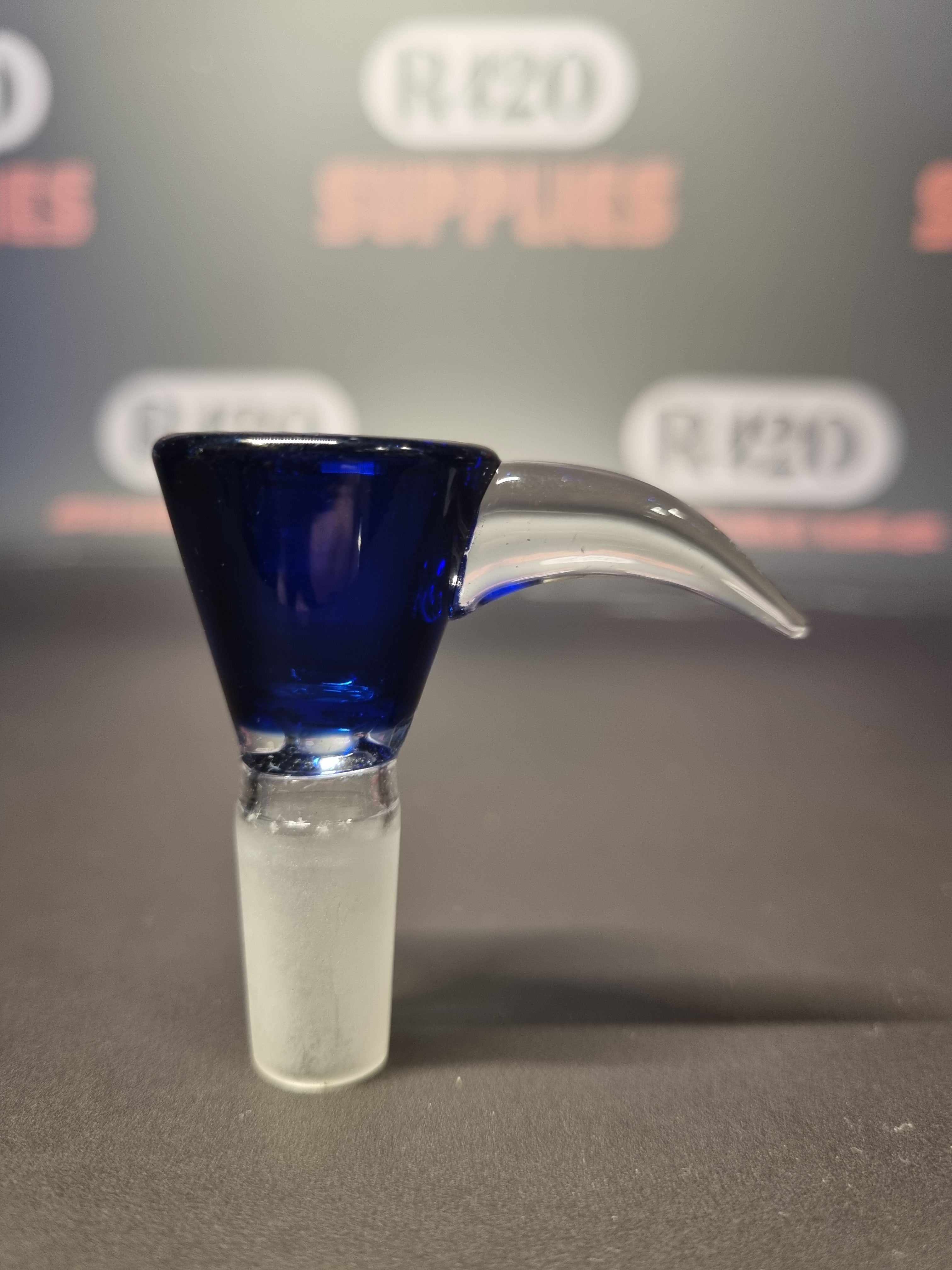 Glass Bowl with Pull Handle - 14mm Male - Blue