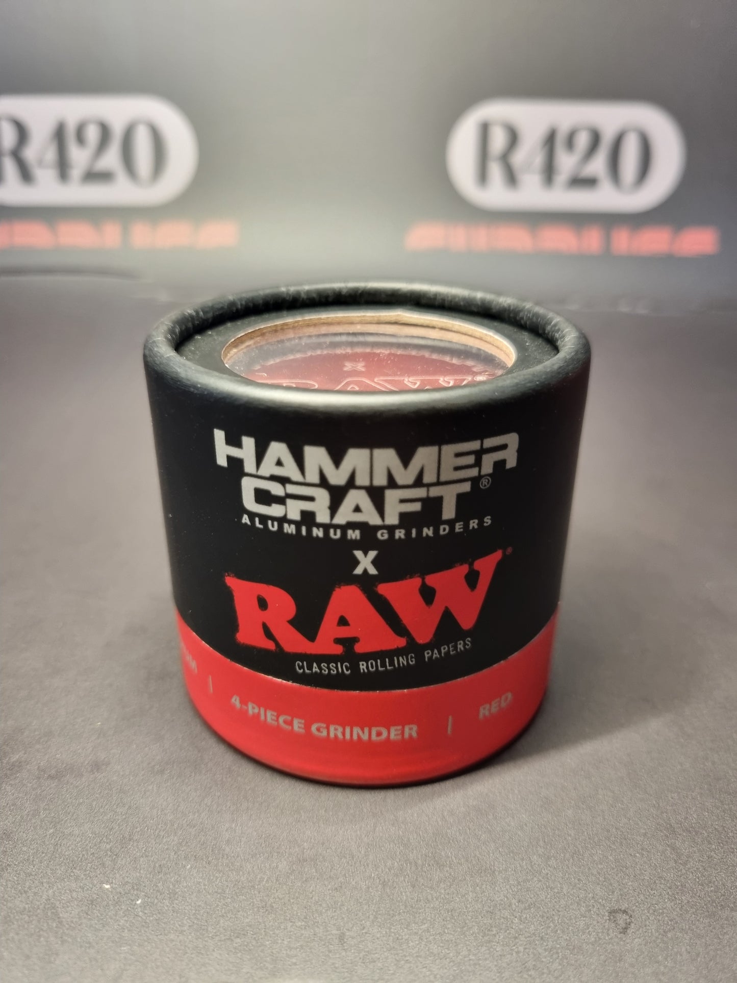Hammercraft x RAW Aluminium  Grinder - 4 Piece  - Medium 55mm - Red