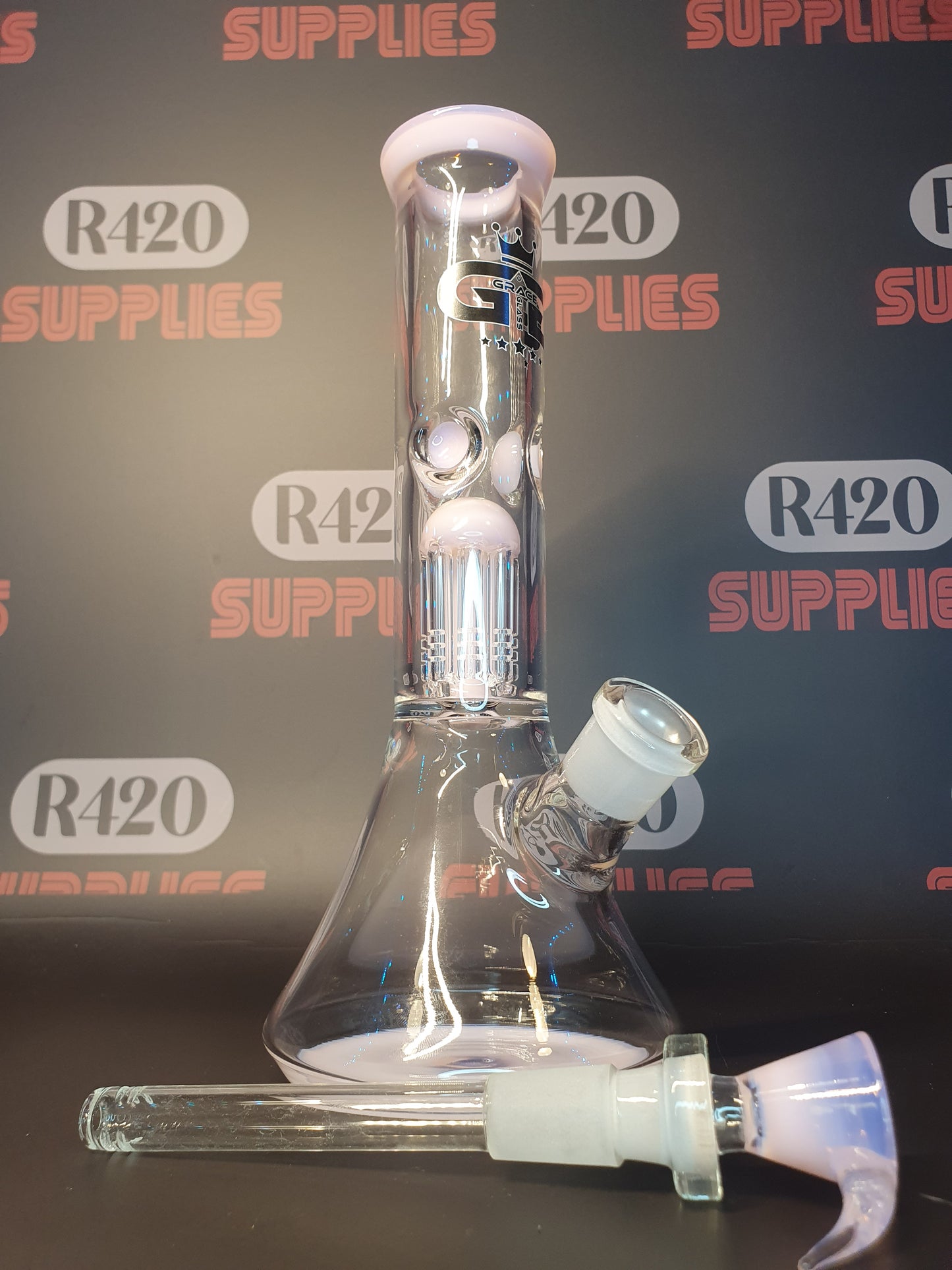 Grace Glass - Tree-Arm Percolator Beaker Bong - Pink - H:27.5cm