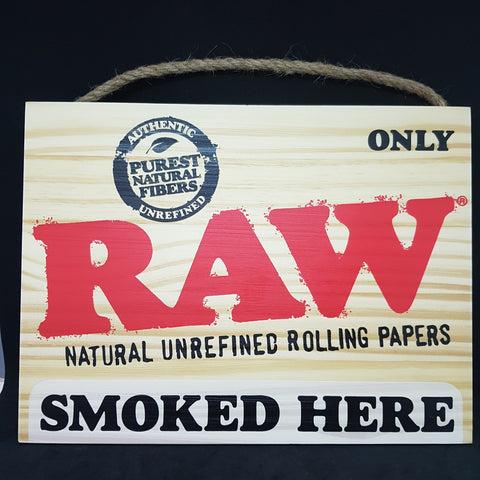 RAW Smoked Here Wooden Sign - 30x23cm