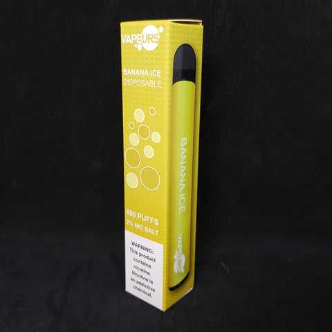 Vapeurs 2% Nic Salt - 600 Puffs - Disposable Vape Pen - Banana Ice